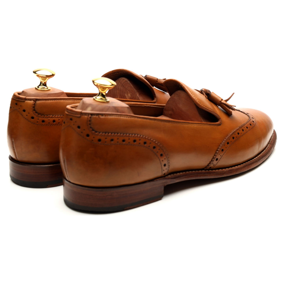 &#39;Monty&#39; Tan Brown Leather Tassel Loafers UK 10.5 E