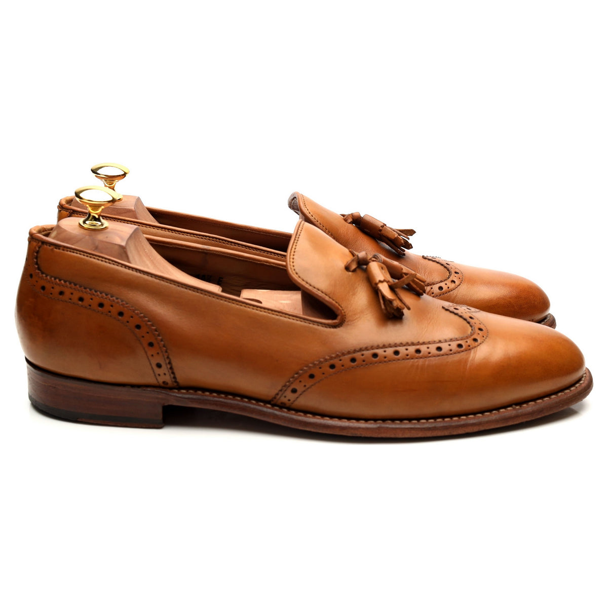 &#39;Monty&#39; Tan Brown Leather Tassel Loafers UK 10.5 E