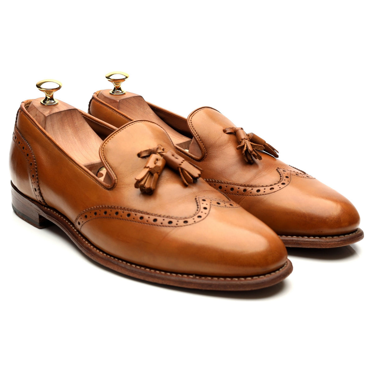 &#39;Monty&#39; Tan Brown Leather Tassel Loafers UK 10.5 E