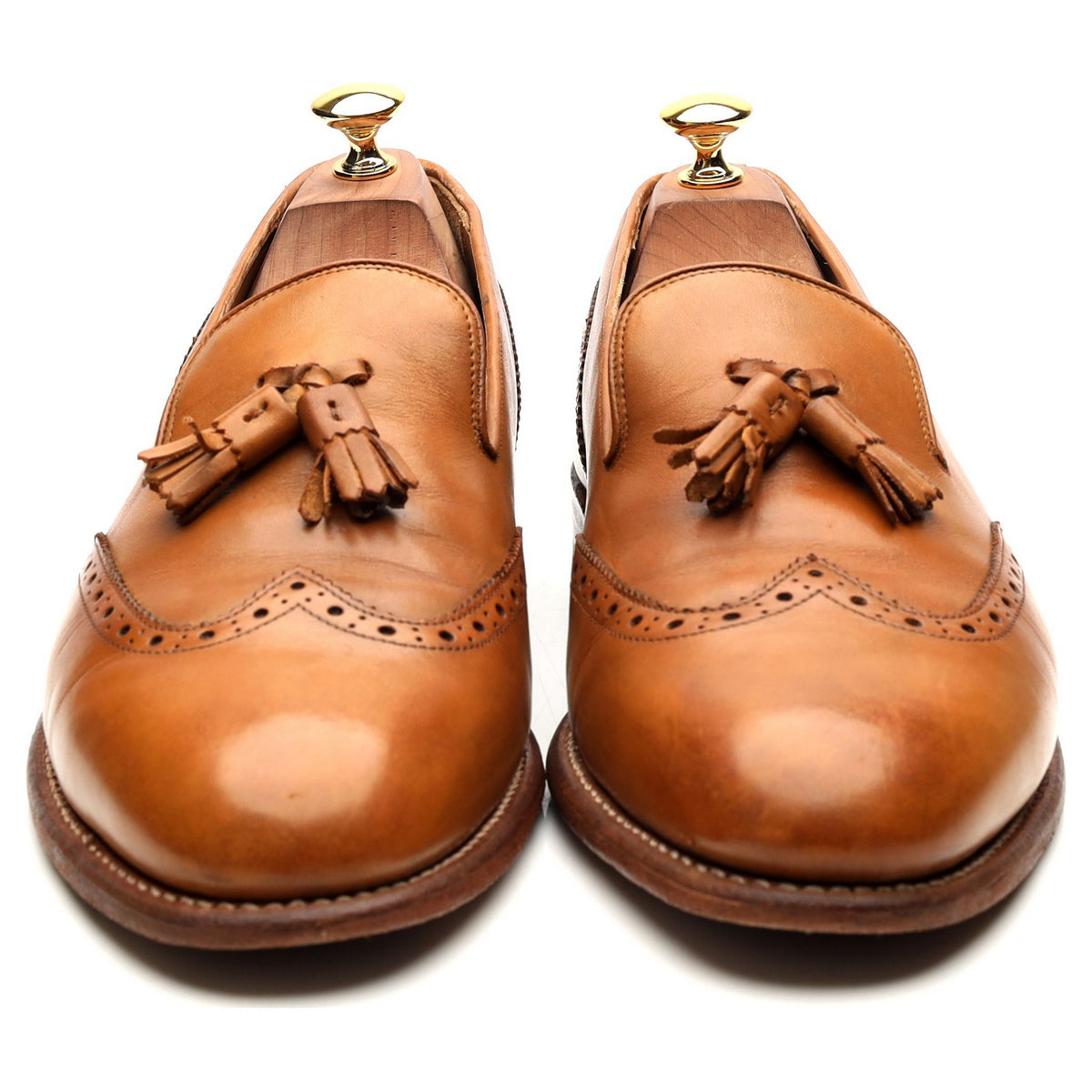 &#39;Monty&#39; Tan Brown Leather Tassel Loafers UK 10.5 E