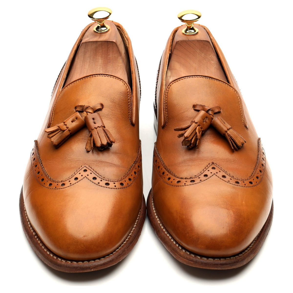 &#39;Monty&#39; Tan Brown Leather Tassel Loafers UK 10.5 E