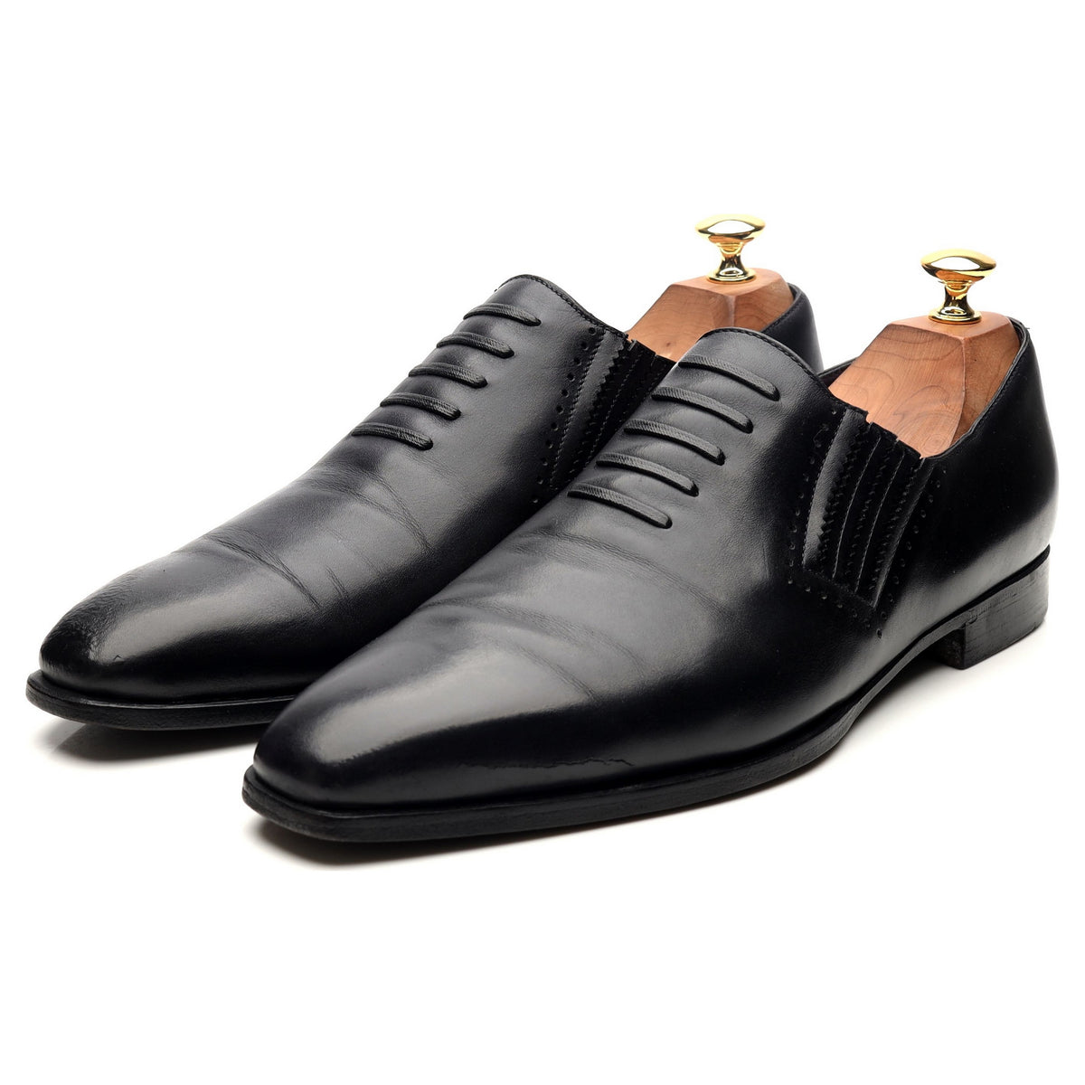 Black Leather Slip On Lazyman Oxford UK 9.5 - Abbot's Shoes