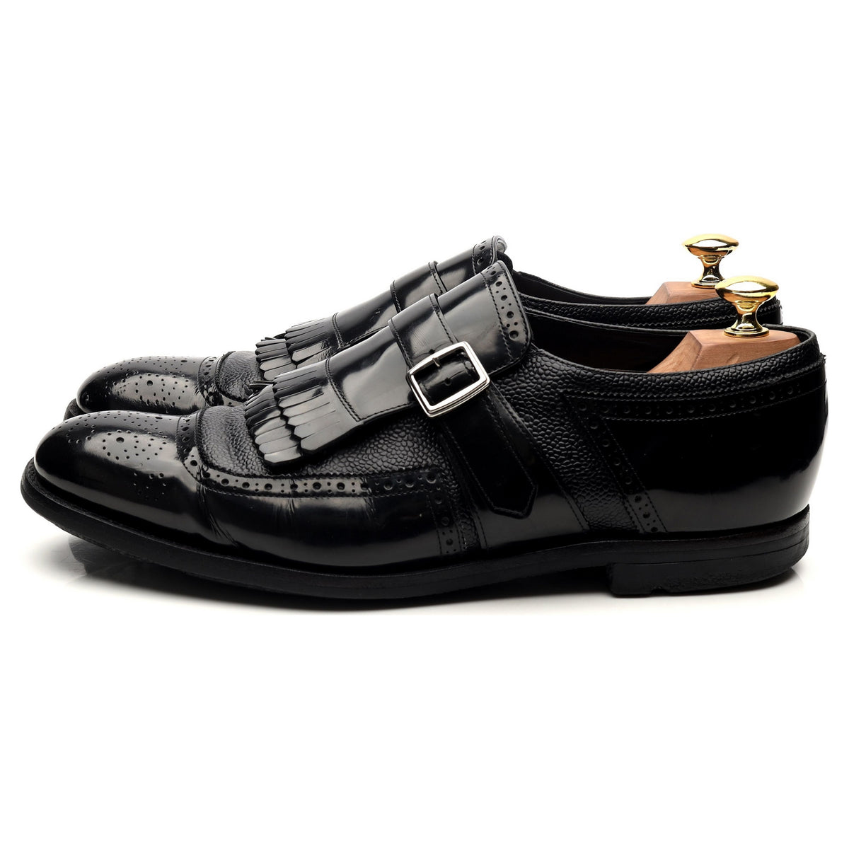 &#39;Shanghai&#39; Black Leather Monk Strap UK 8 F