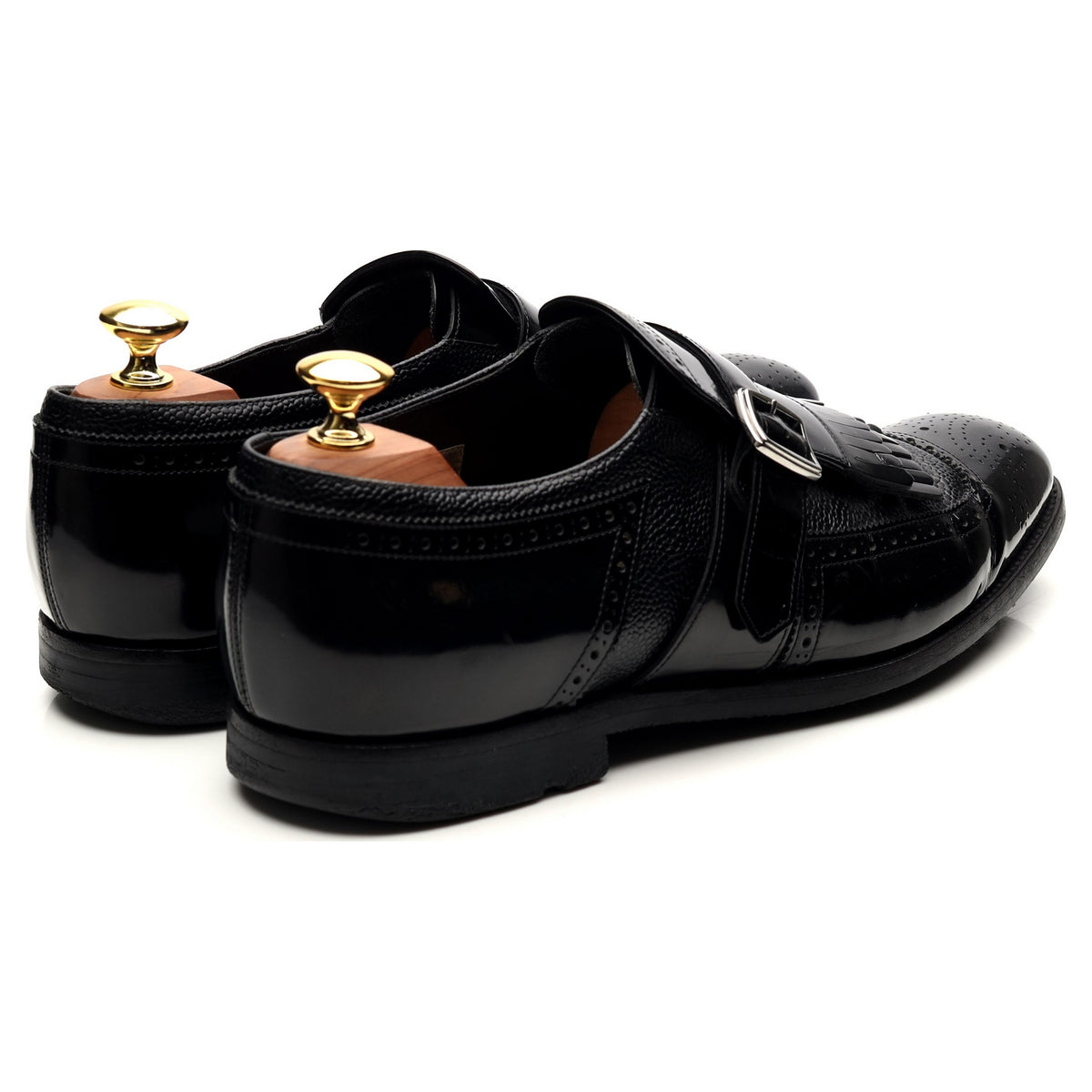 &#39;Shanghai&#39; Black Leather Monk Strap UK 8 F