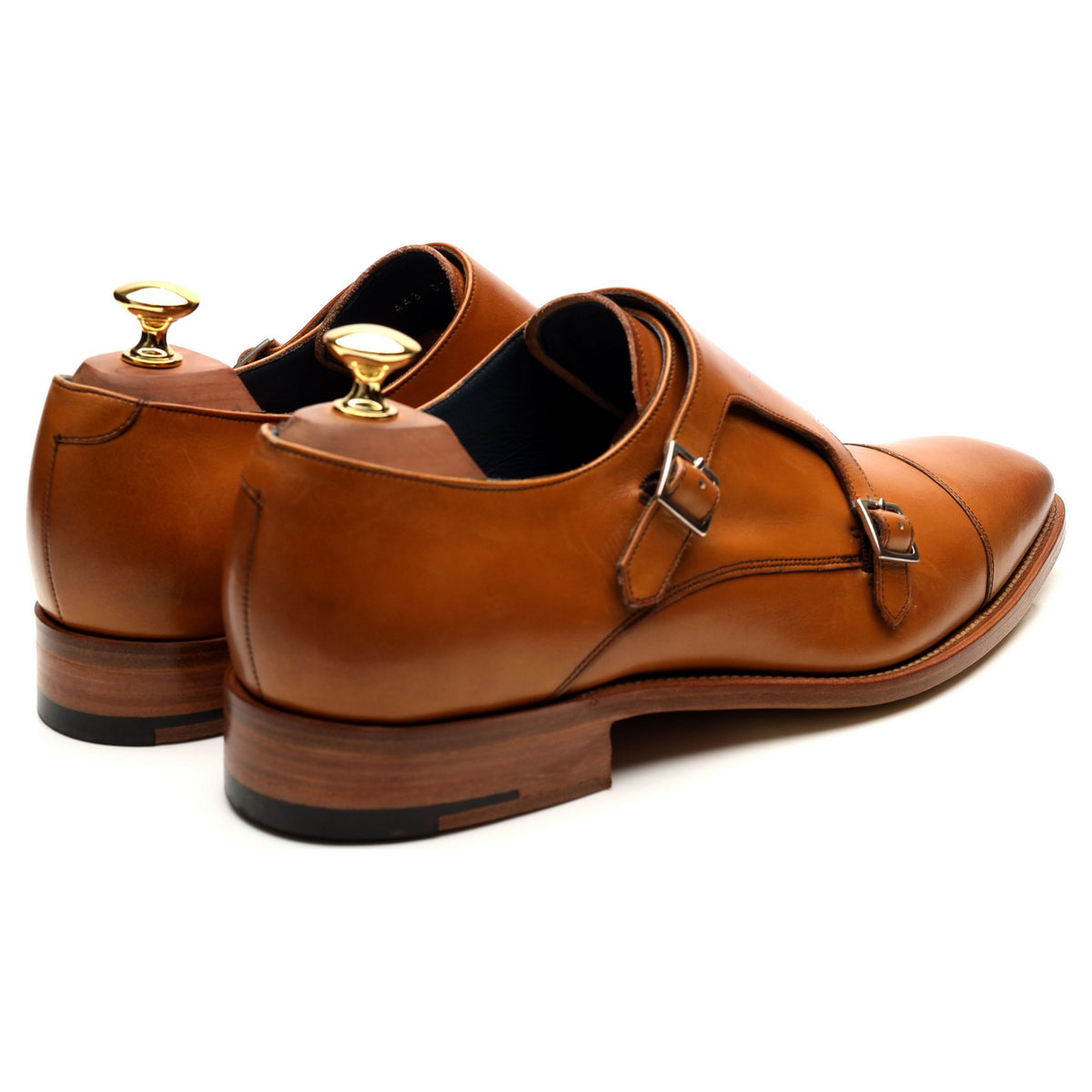 &#39;Hillman&#39; Tan Brown Leather Double Monk Strap UK 9 F