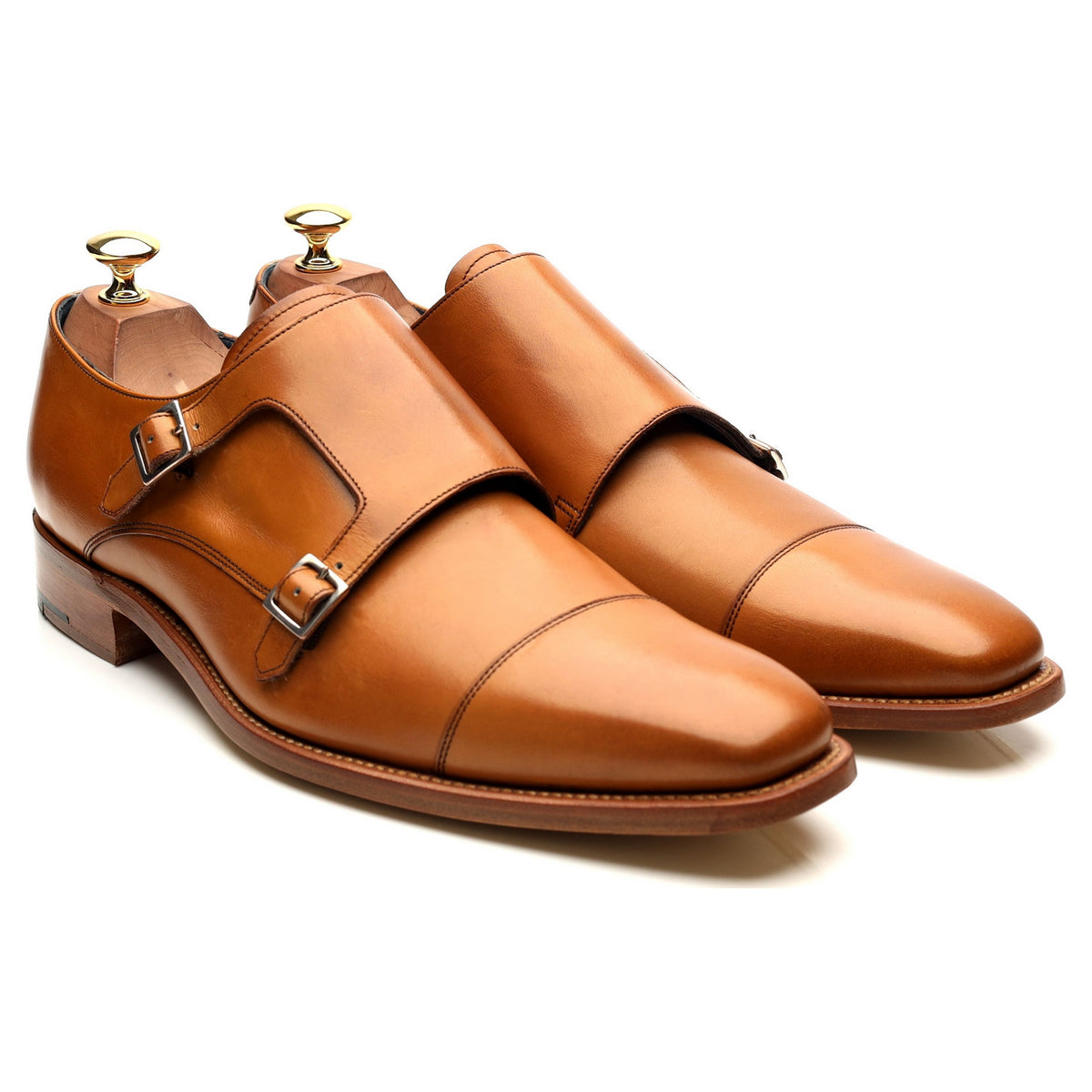 &#39;Hillman&#39; Tan Brown Leather Double Monk Strap UK 9 F