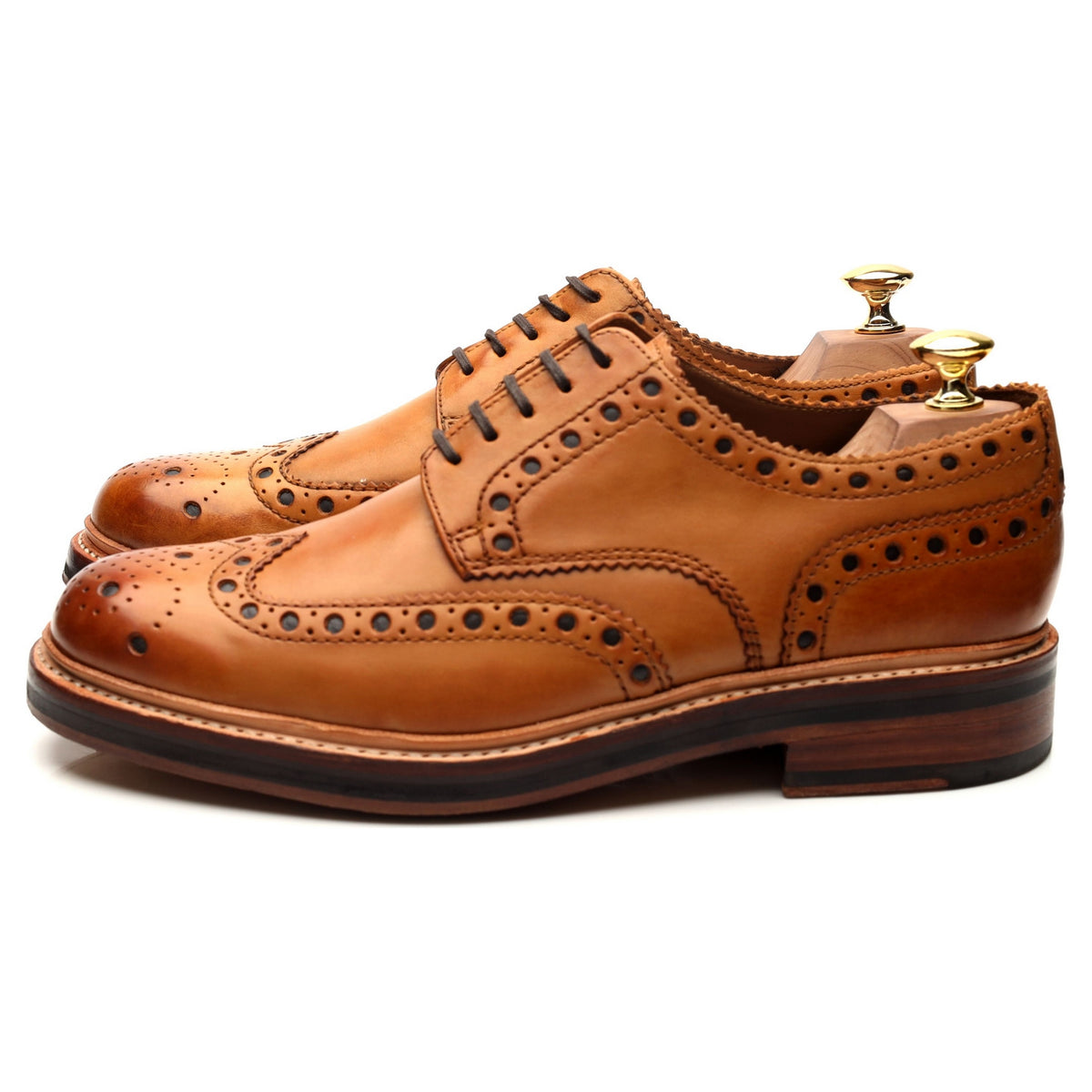 &#39;Archie&#39; Tan Brown Leather Derby Brogues UK 8 G