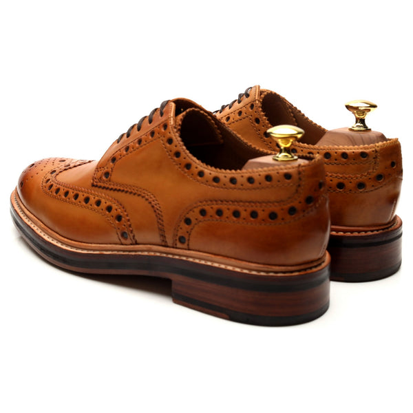 'Archie' Tan Brown Leather Derby Brogues UK 8 G - Abbot's Shoes