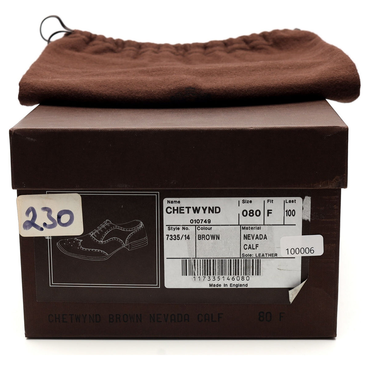 &#39;Chetwynd&#39; Brown Leather Oxford Brogues UK 8 F