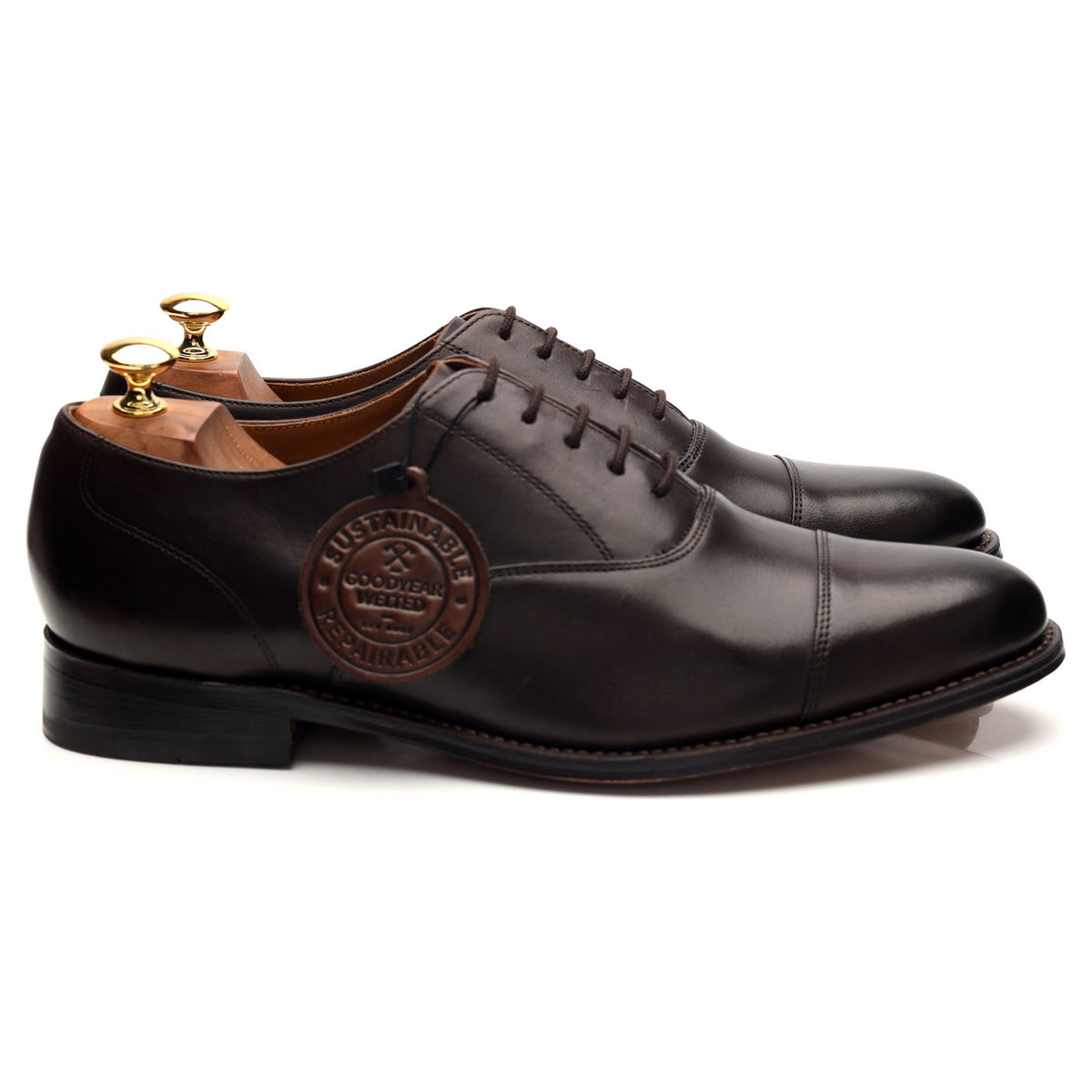&#39;Barnet&#39; Dark Brown Leather Oxford UK 10
