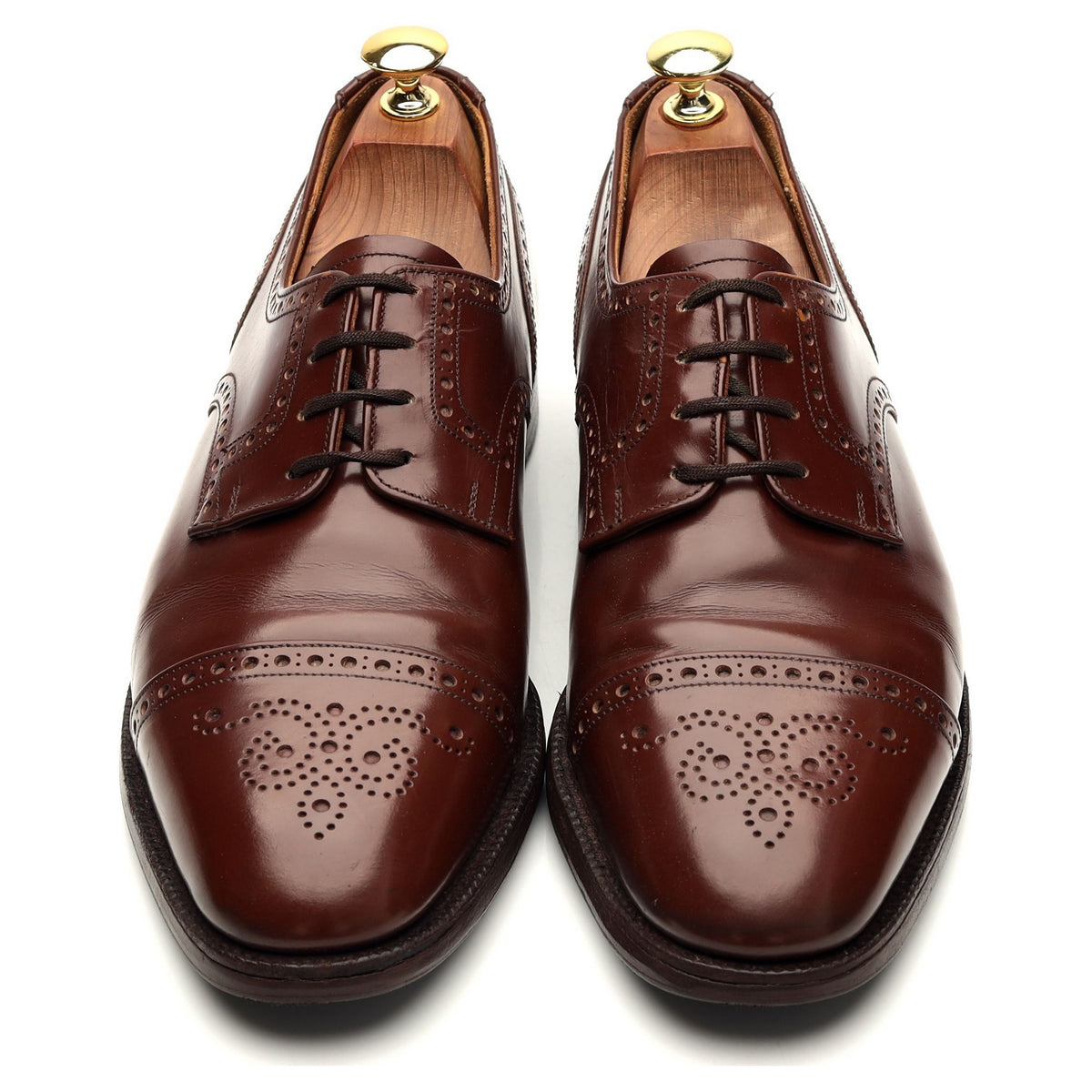 &#39;Cromwell&#39; Brown Leather Derby Brogues UK 8.5 F