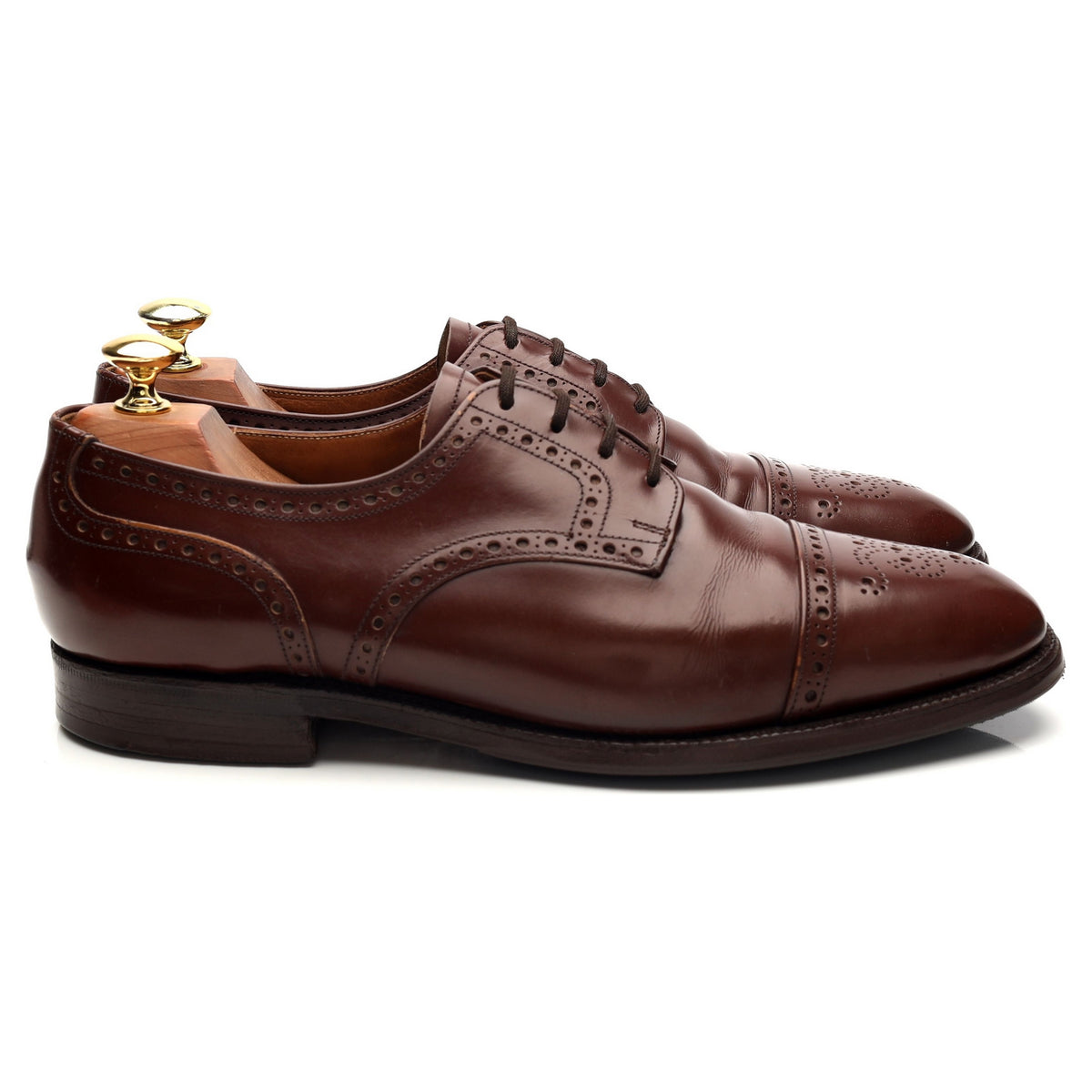 &#39;Cromwell&#39; Brown Leather Derby Brogues UK 8.5 F