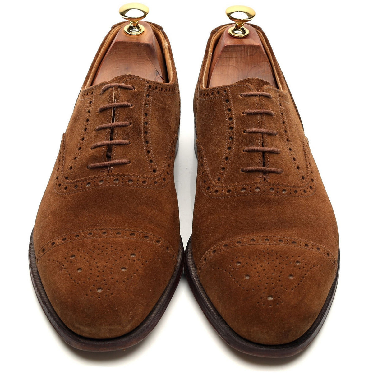 New &amp; Lingwood &#39;Chairman&#39; Snuff Brown Suede Oxford Brogues UK 9.5