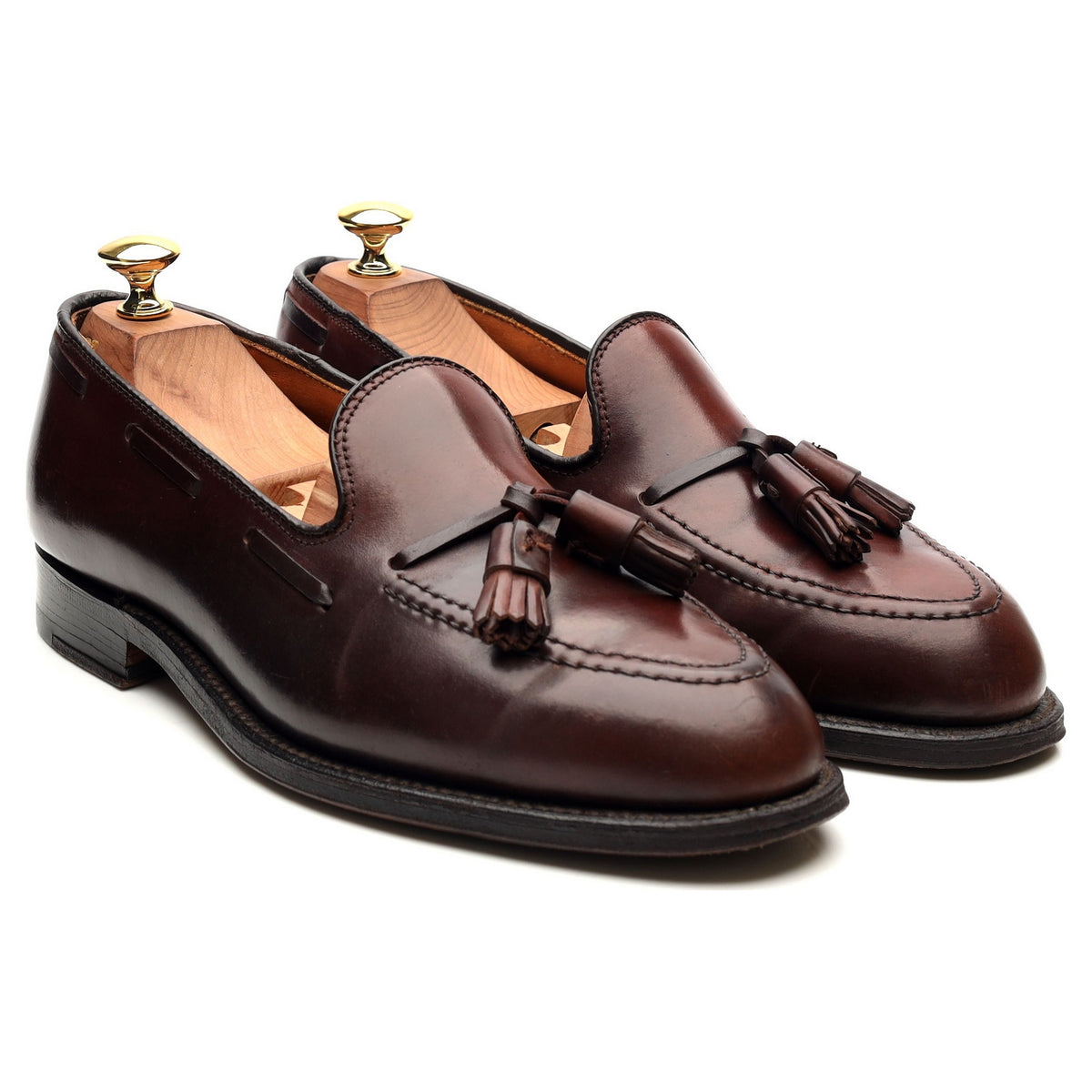 &#39;563&#39; Burgundy Cordovan Leather Tassel Loafers UK 7 US 7.5
