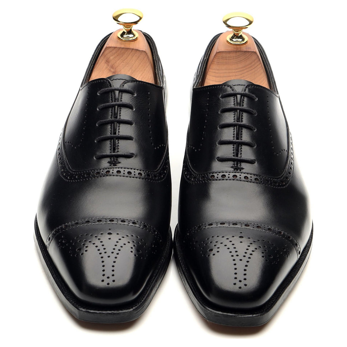 &#39;Edward&#39; Black Leather Oxford Brogues UK 6 E