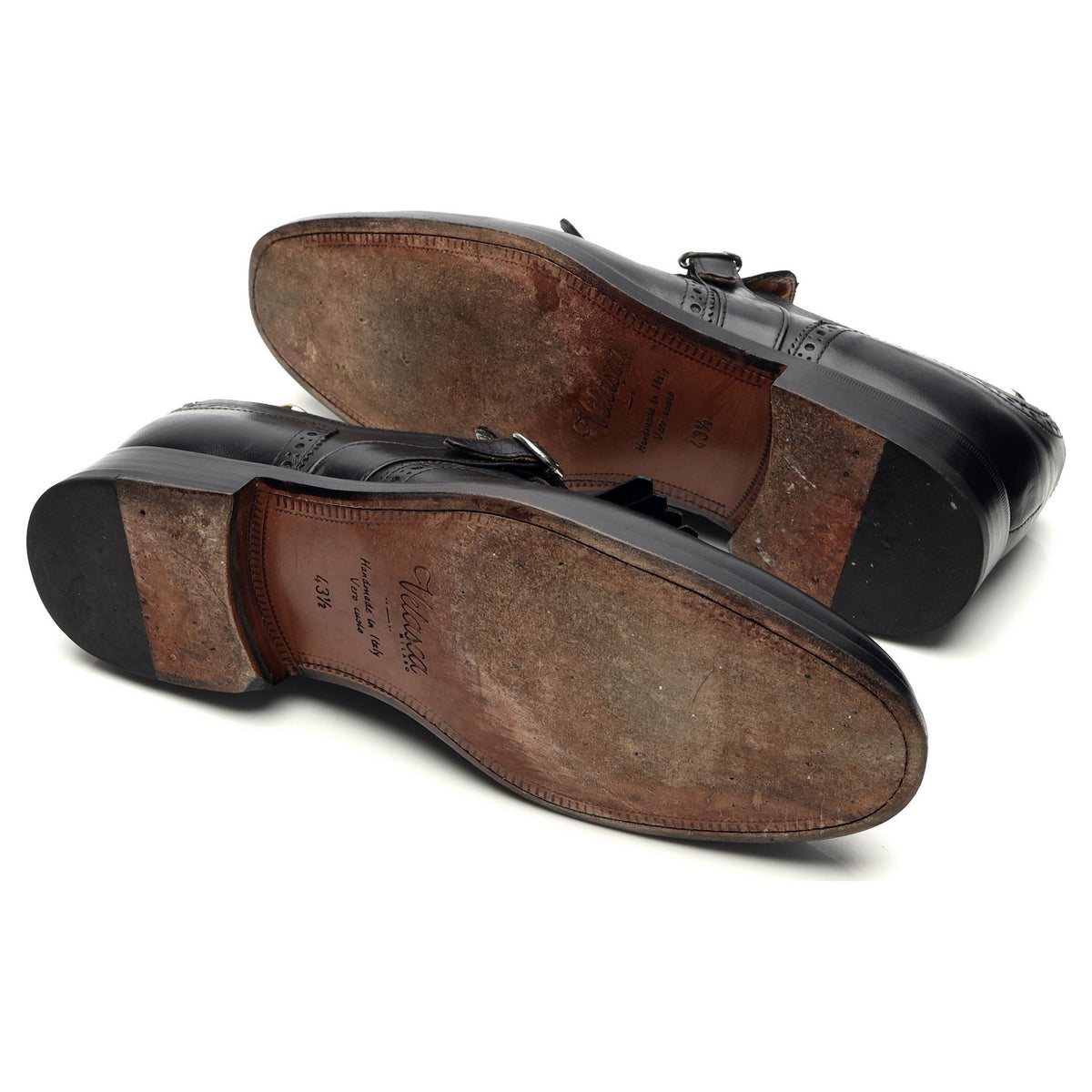 'Magnan' Black Leather Fringed Monk Strap Brogues UK 9.5 EU 43.5