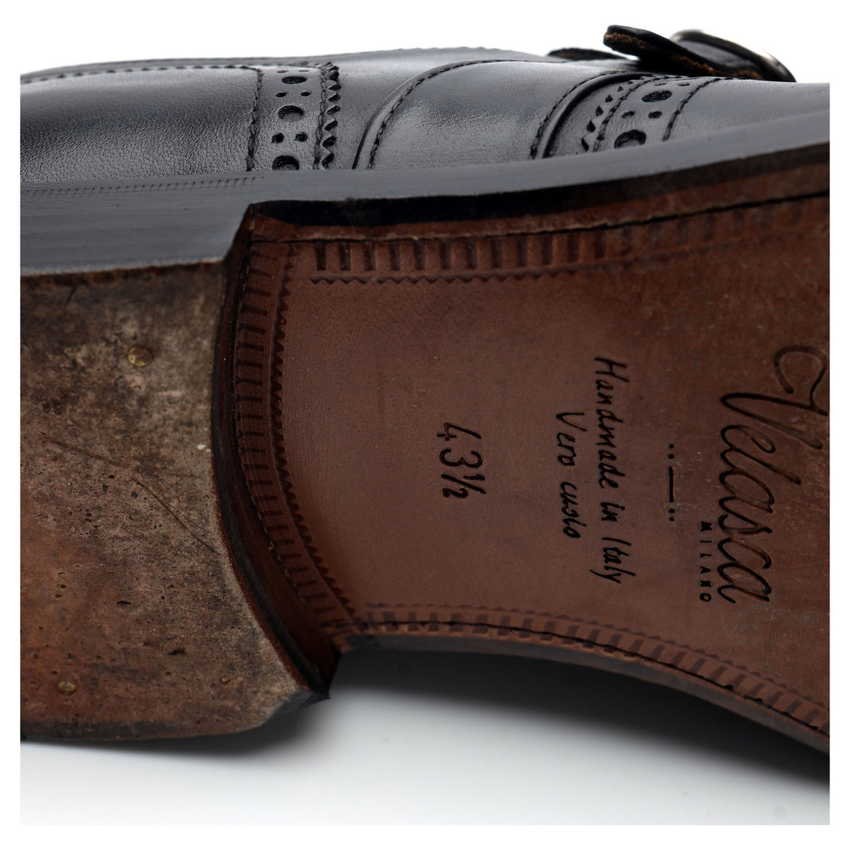 'Magnan' Black Leather Fringed Monk Strap Brogues UK 9.5 EU 43.5