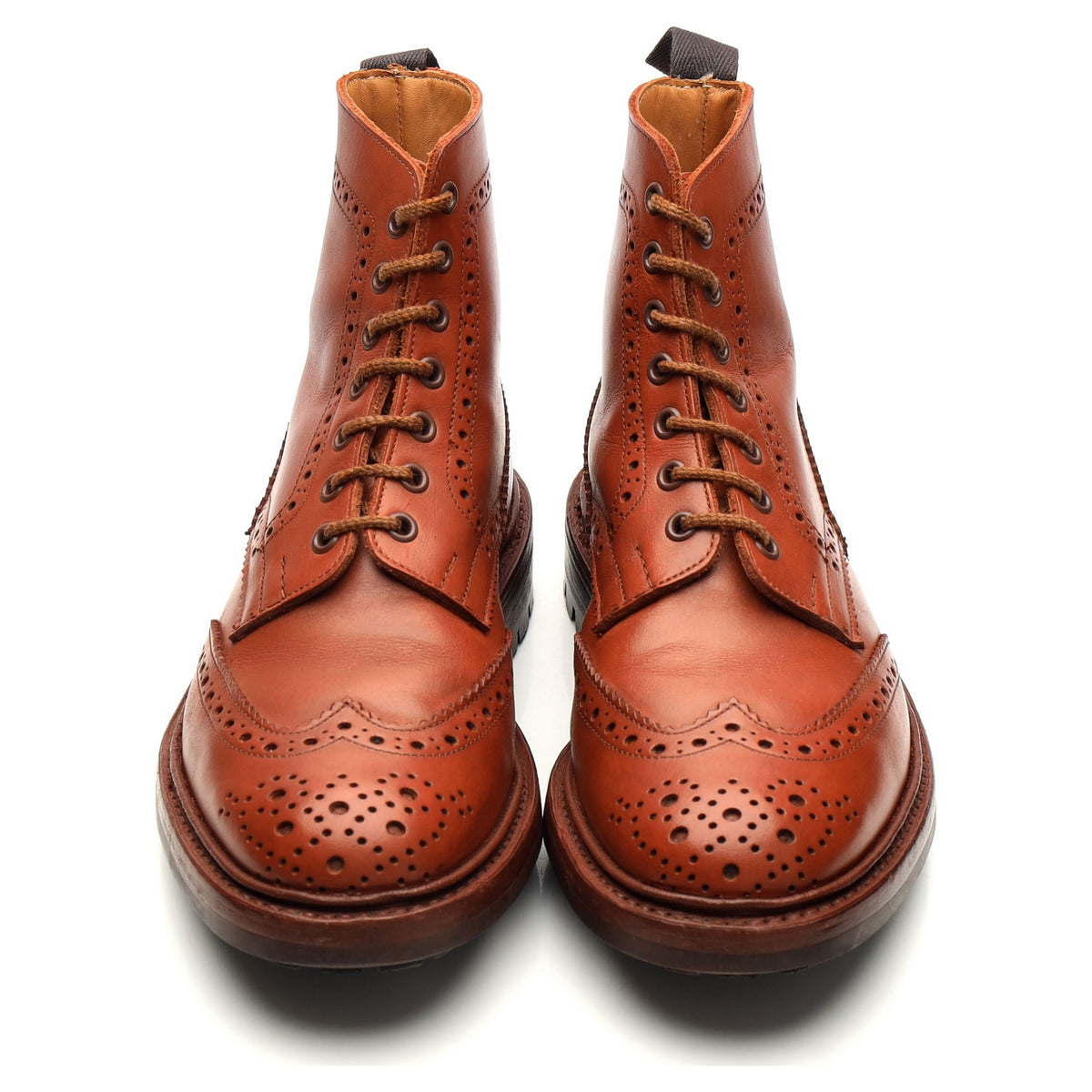'Malton' Tan Brown Leather Brogue Boots UK 6