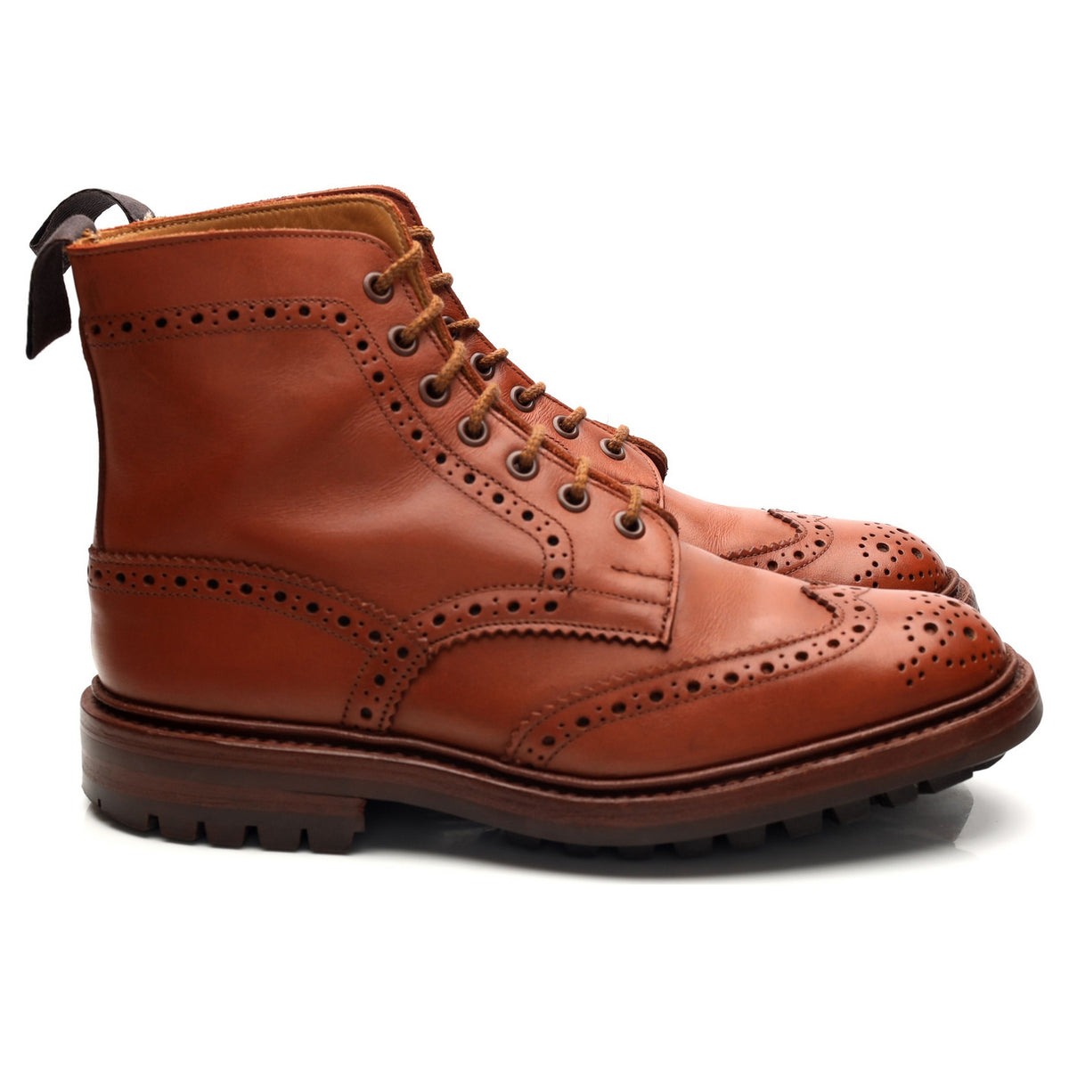 'Malton' Tan Brown Leather Brogue Boots UK 6