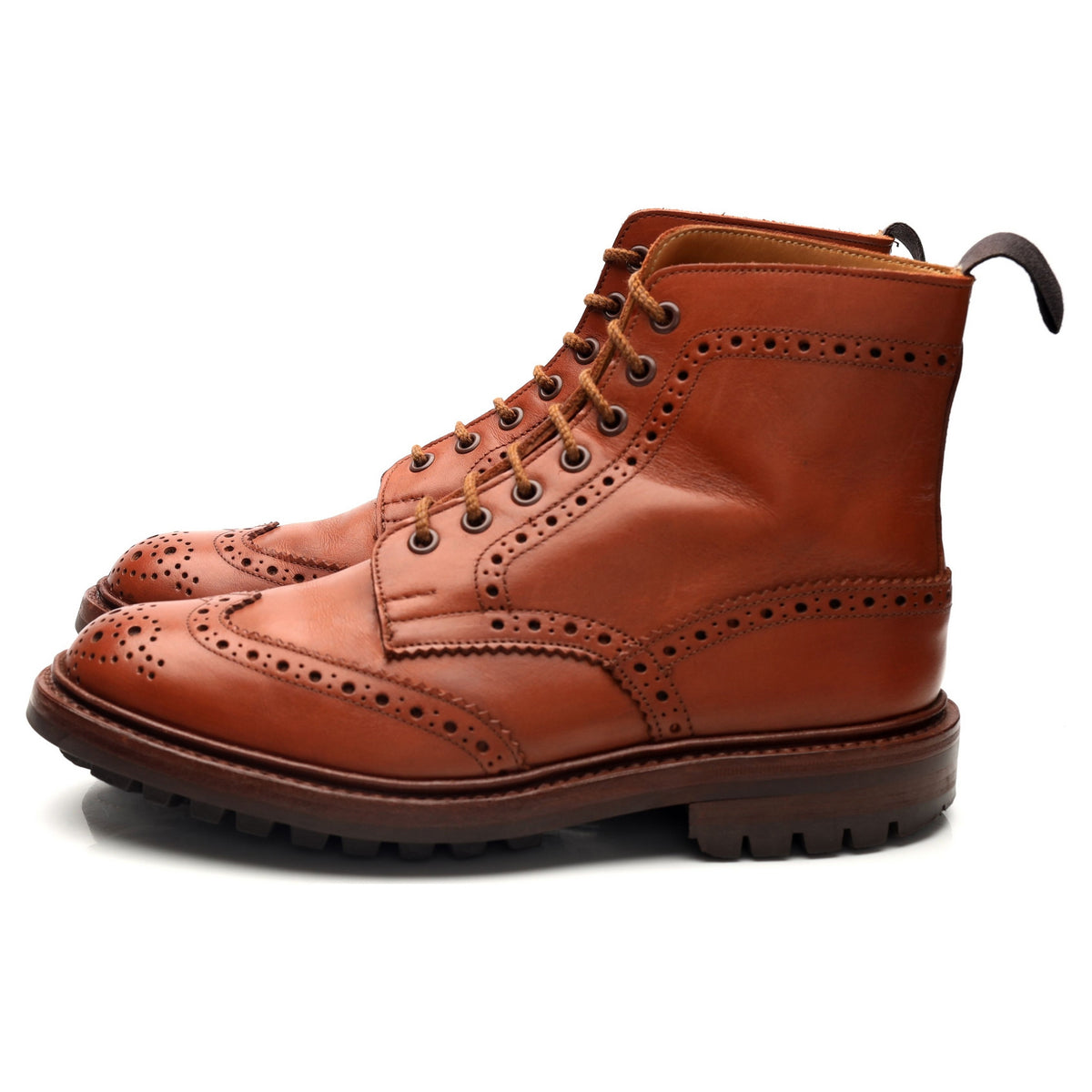 'Malton' Tan Brown Leather Brogue Boots UK 6