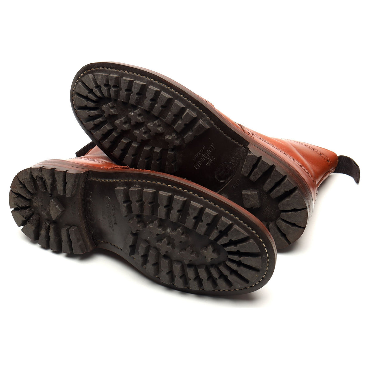 'Malton' Tan Brown Leather Brogue Boots UK 6