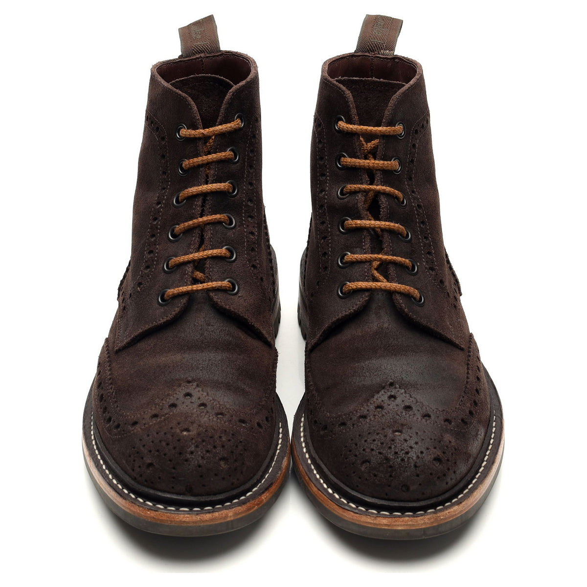 MTO 1880 'Bedale' Dark Brown Waxed Suede Brogue Boots UK 6 G