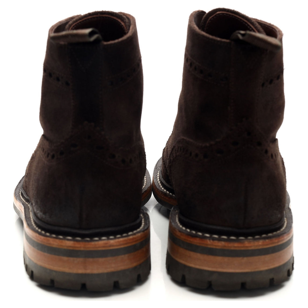 MTO 1880 'Bedale' Dark Brown Waxed Suede Brogue Boots UK 6 G