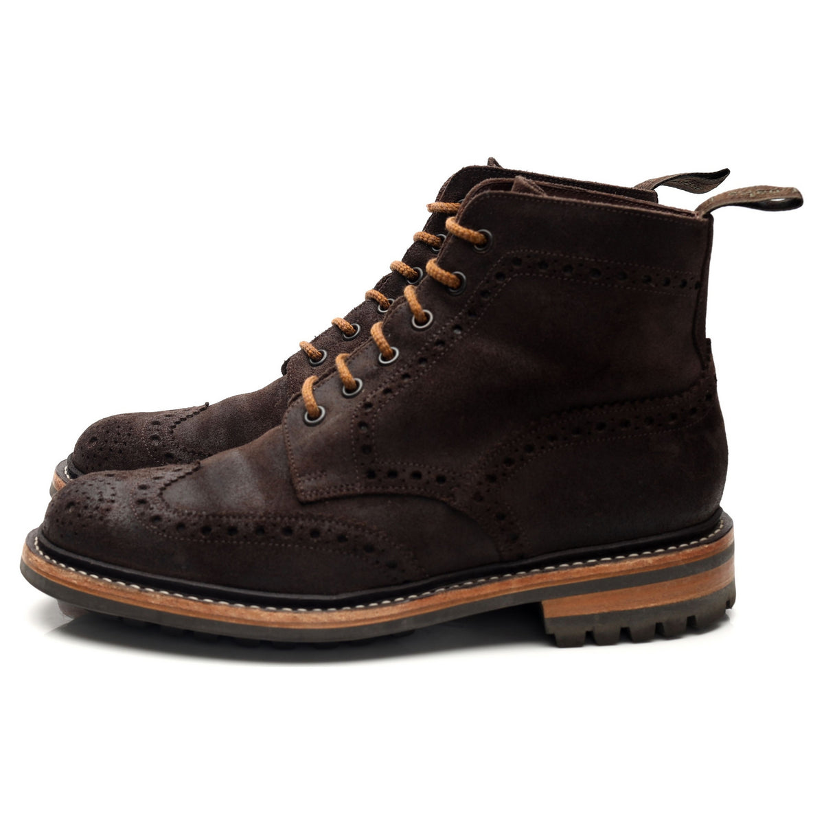 MTO 1880 'Bedale' Dark Brown Waxed Suede Brogue Boots UK 6 G