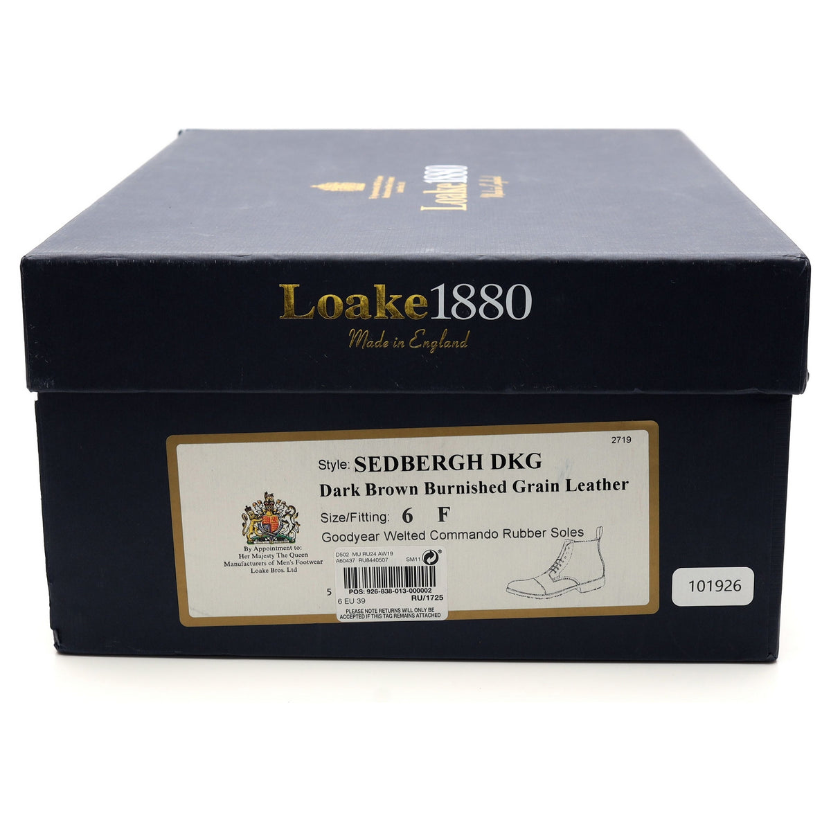 1880 'Sedbergh' Black Leather Cap Toe Boots UK 6 G