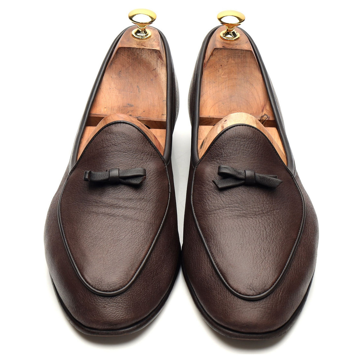 'Sagan Bow' Dark Brown Leather Slip On Loafers UK 11 / UK 11.5