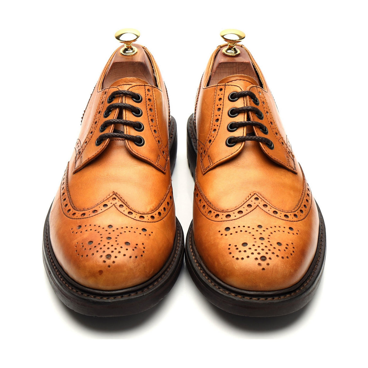 Tan Brown Leather Derby Brogues UK 9 F