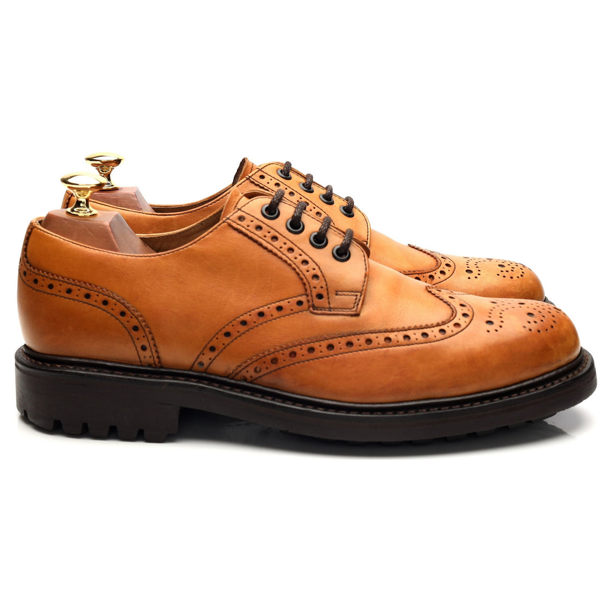 Tan Brown Leather Derby Brogues UK 9 F