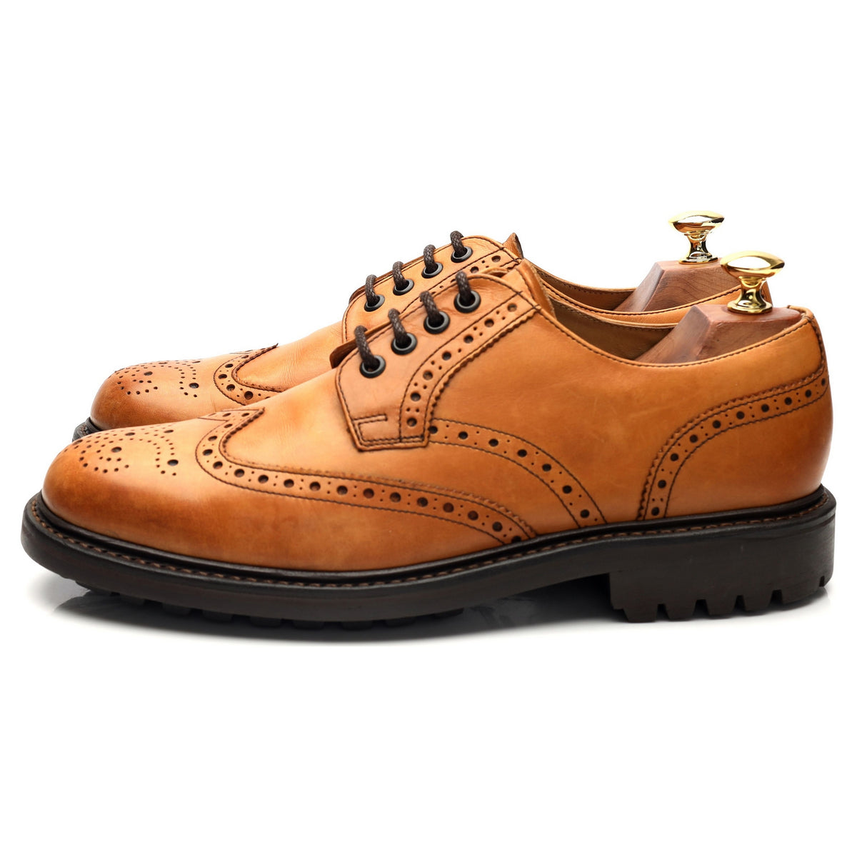 Tan Brown Leather Derby Brogues UK 9 F