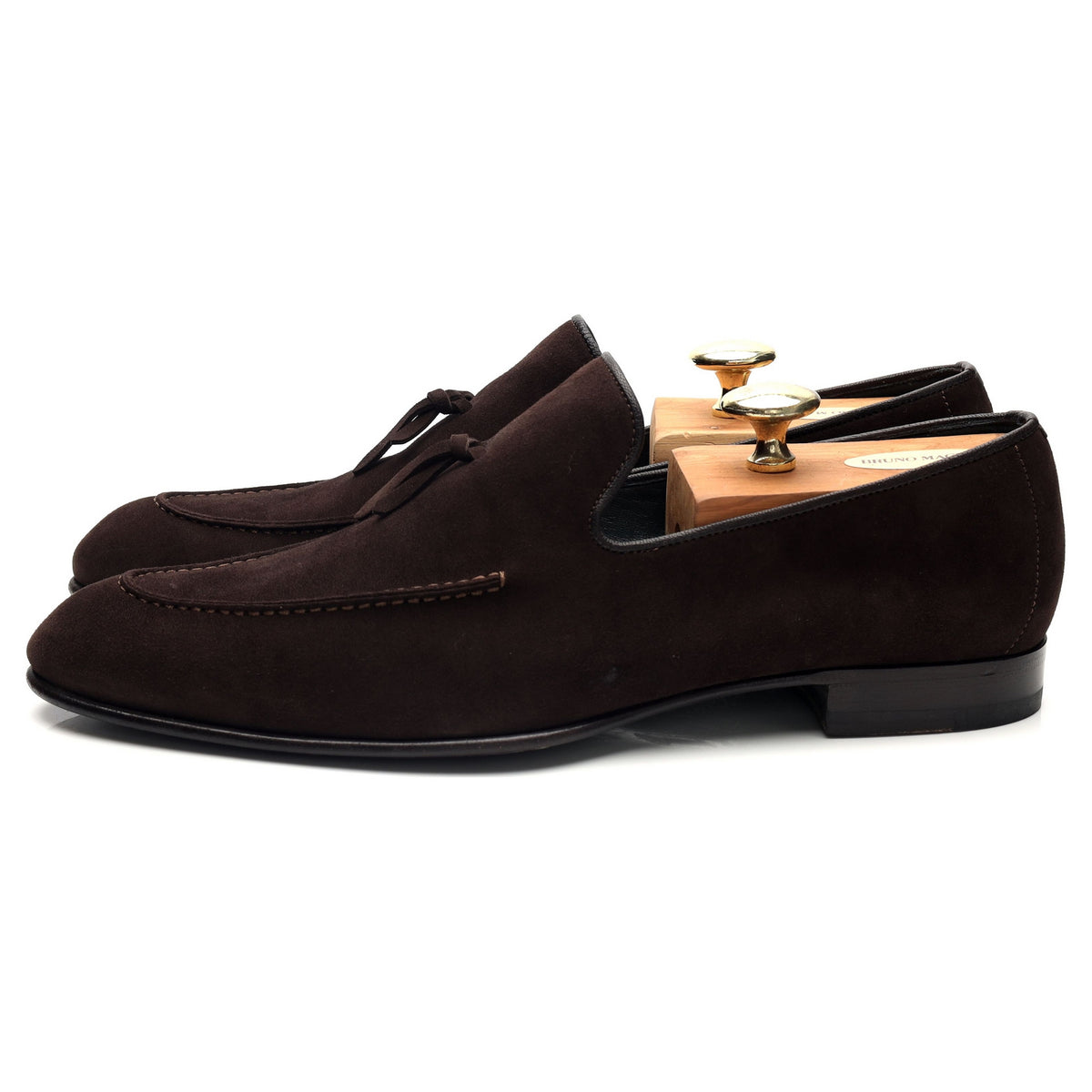 'Lukas' Dark Brown Suede Tassel Loafers UK 10