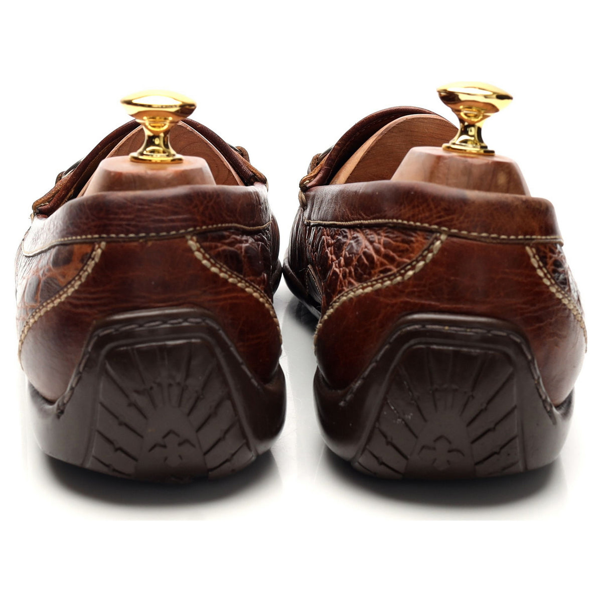 'Saxon' Brown Crocodile Grain Leather Horsebit Loafers UK 9.5 US 10.5