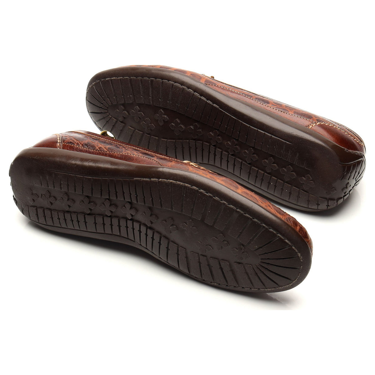 'Saxon' Brown Crocodile Grain Leather Horsebit Loafers UK 9.5 US 10.5