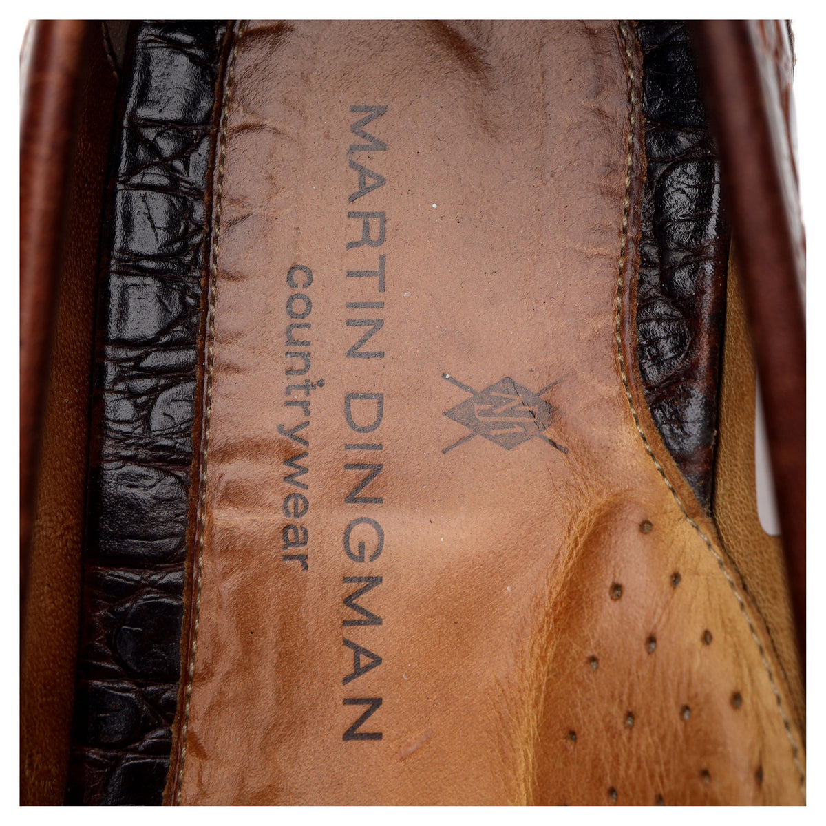 'Saxon' Brown Crocodile Grain Leather Horsebit Loafers UK 9.5 US 10.5