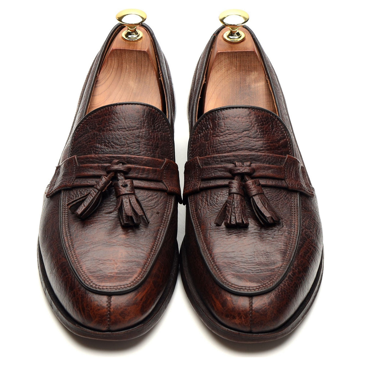 Brown Antelope Leather Tassel Loafers UK 8 US 9 D