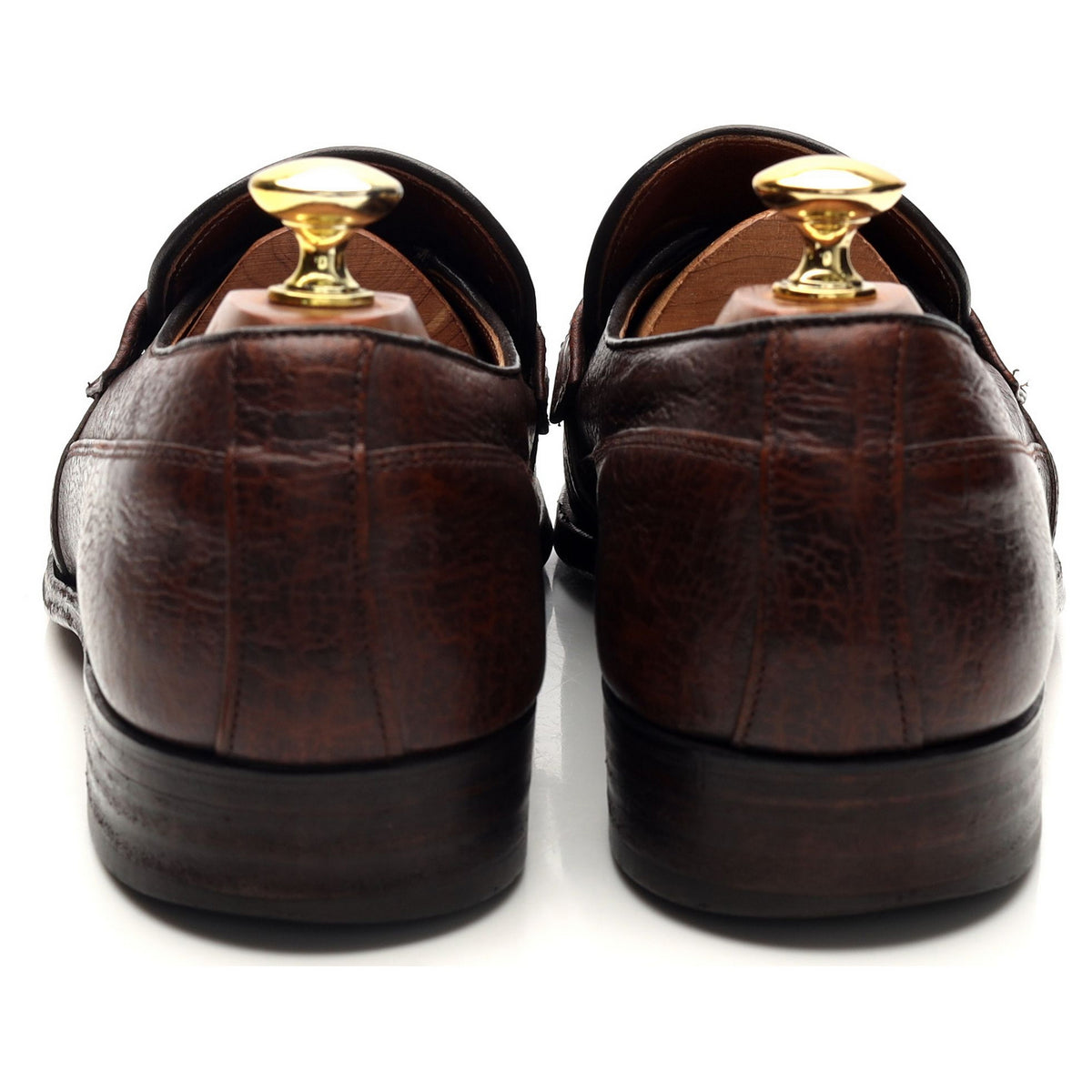 Brown Antelope Leather Tassel Loafers UK 8 US 9 D