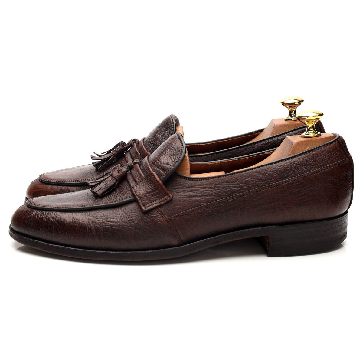 Brown Antelope Leather Tassel Loafers UK 8 US 9 D