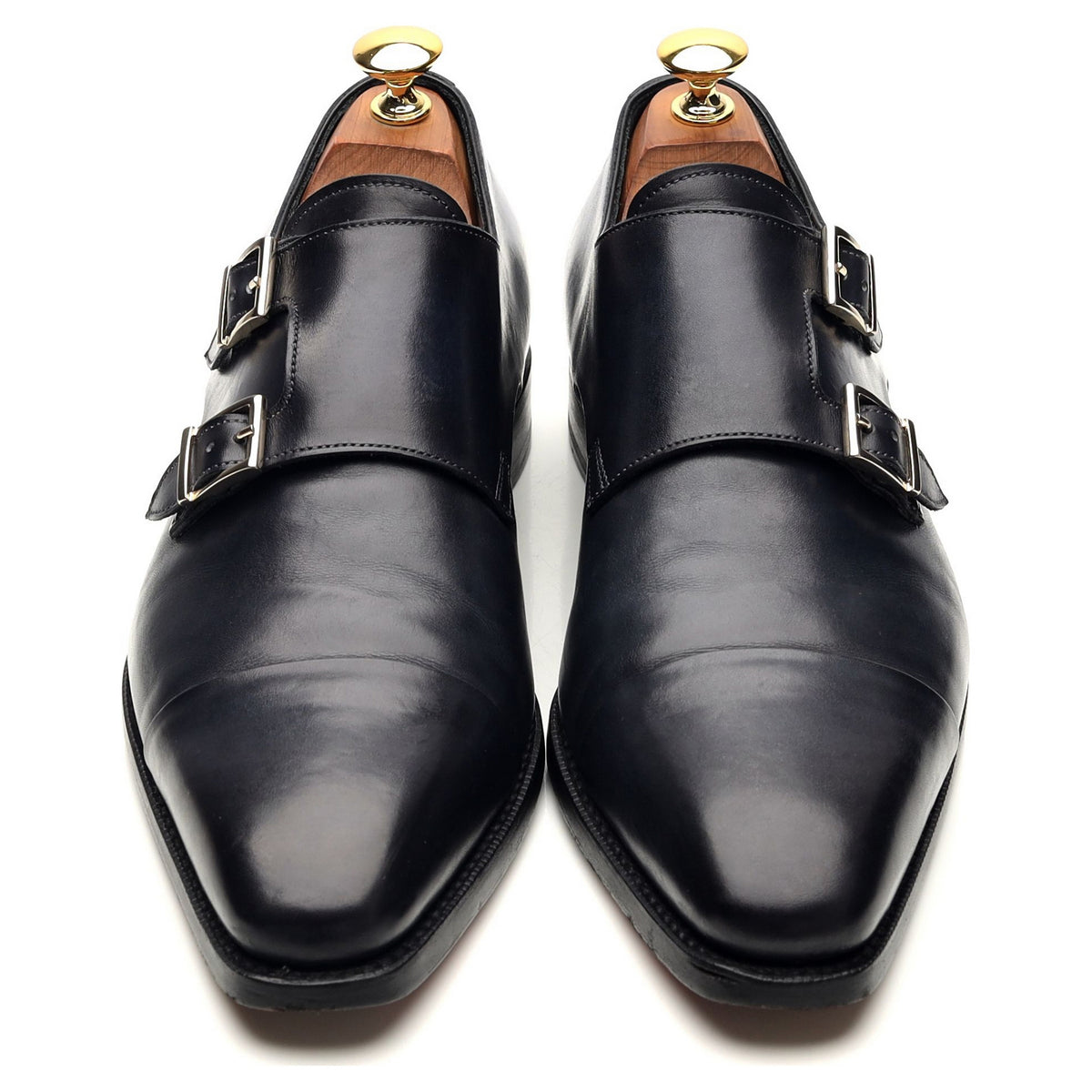 Navy Blue Leather Double Monk Strap UK 6 F