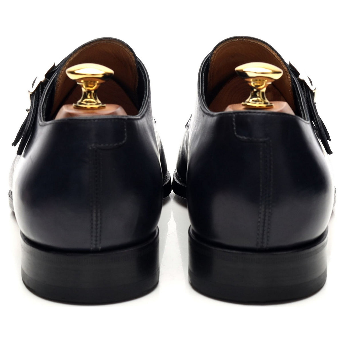 Navy Blue Leather Double Monk Strap UK 6 F