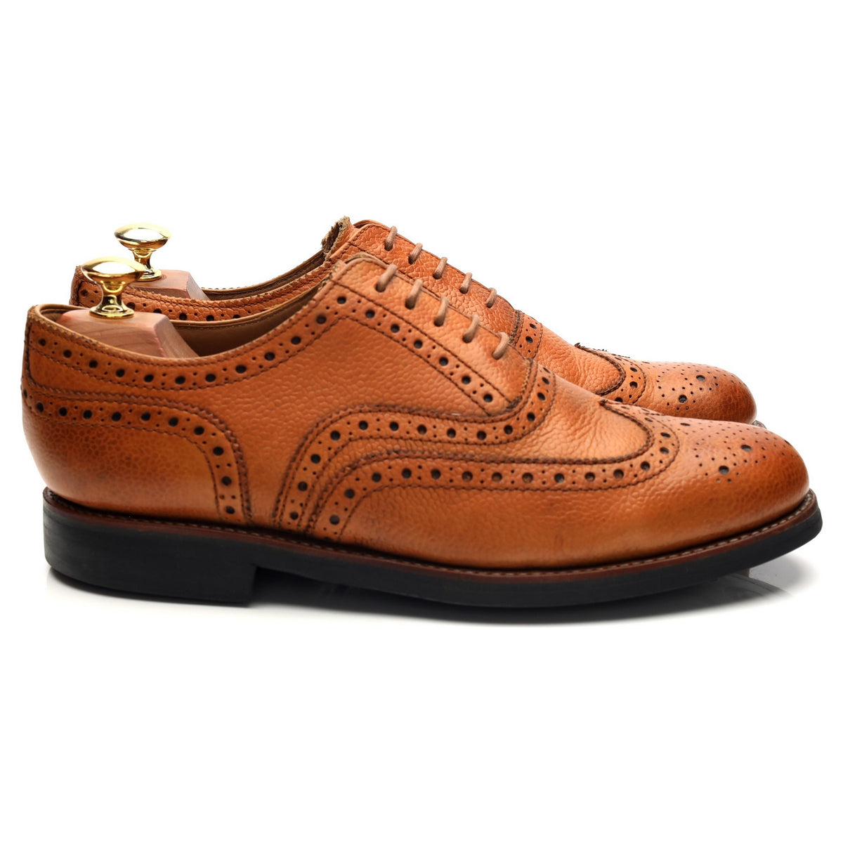 'Angus' Tan Brown Grain Leather Oxford Brogues UK 8.5 G
