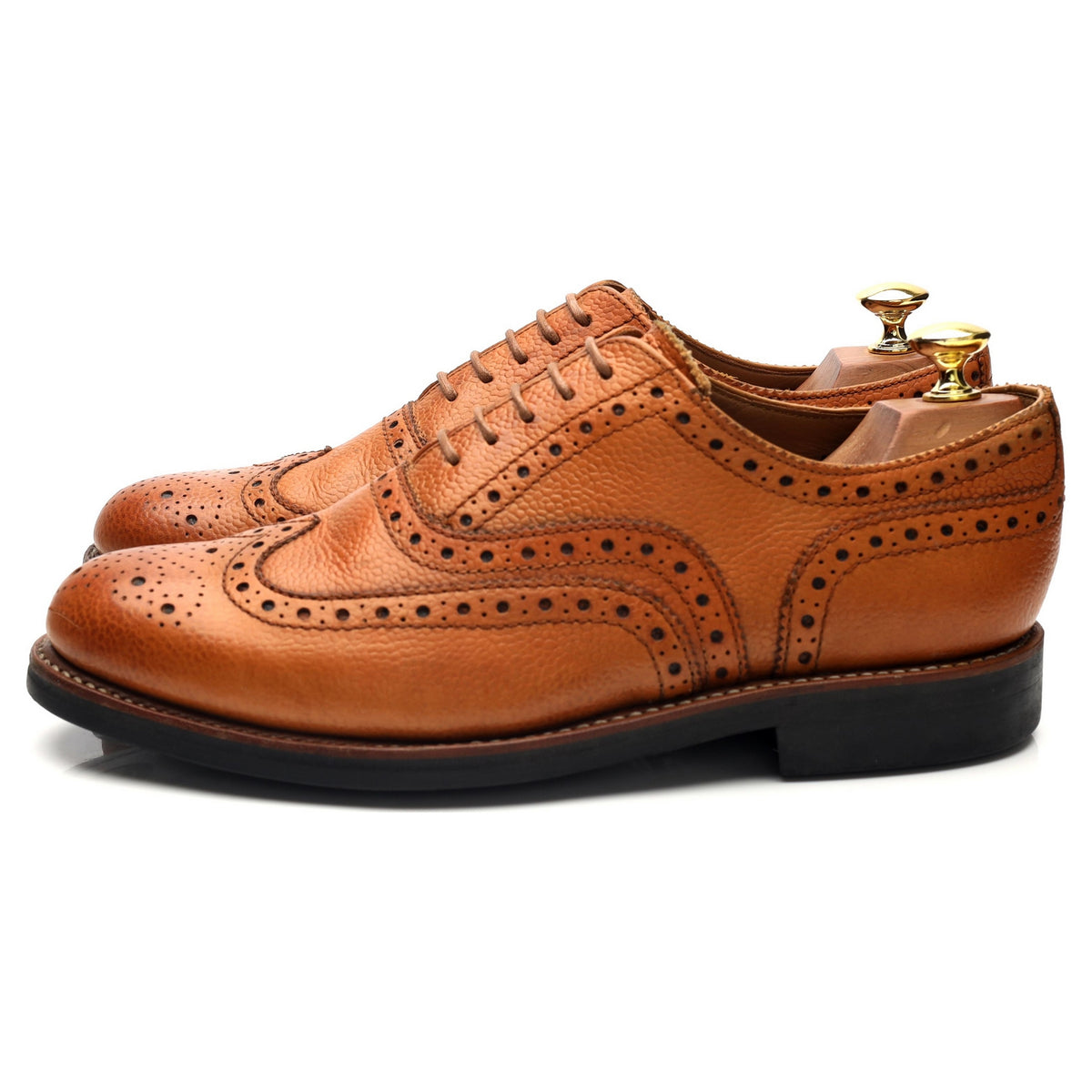 'Angus' Tan Brown Grain Leather Oxford Brogues UK 8.5 G