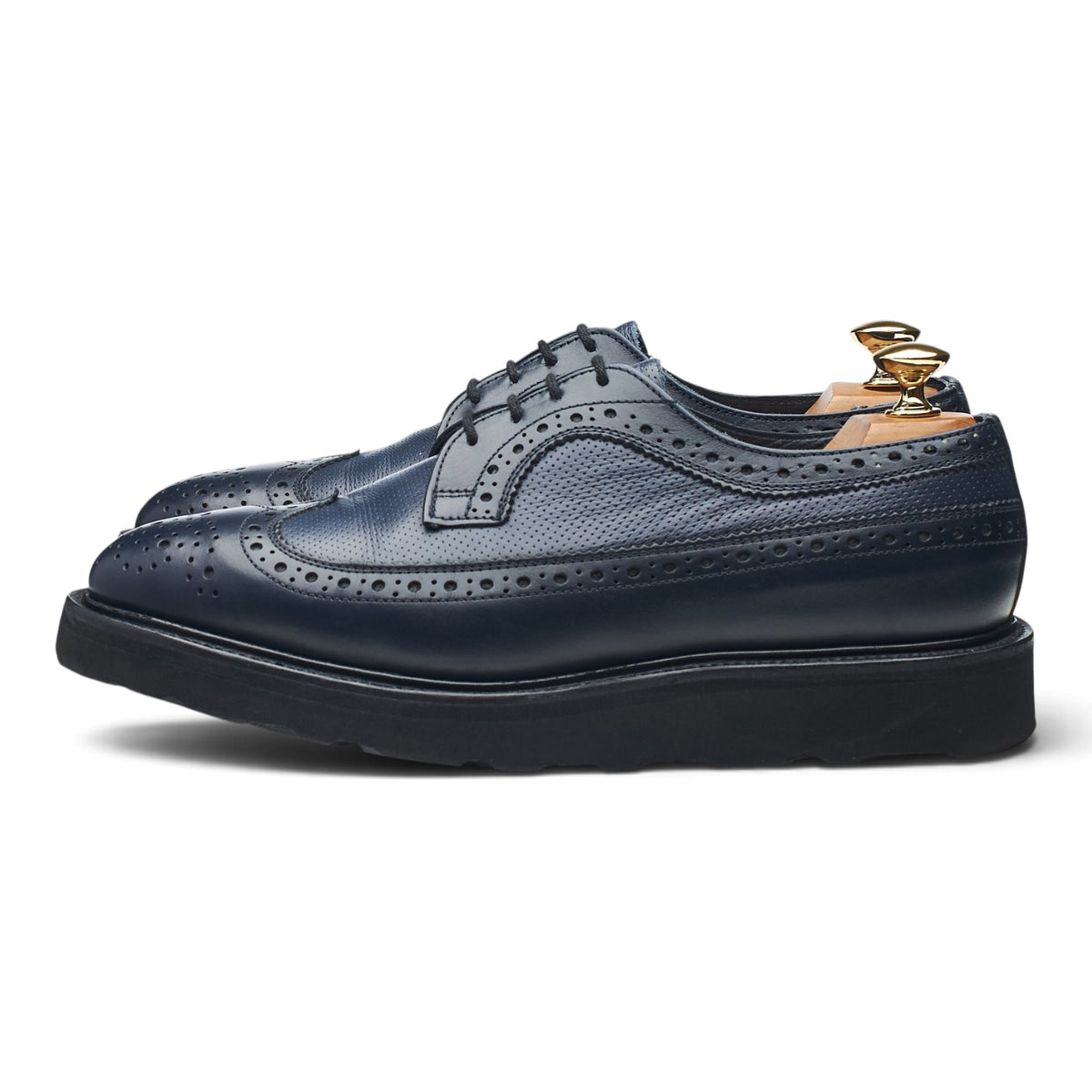 Navy Blue Leather Derby Brogues UK 7