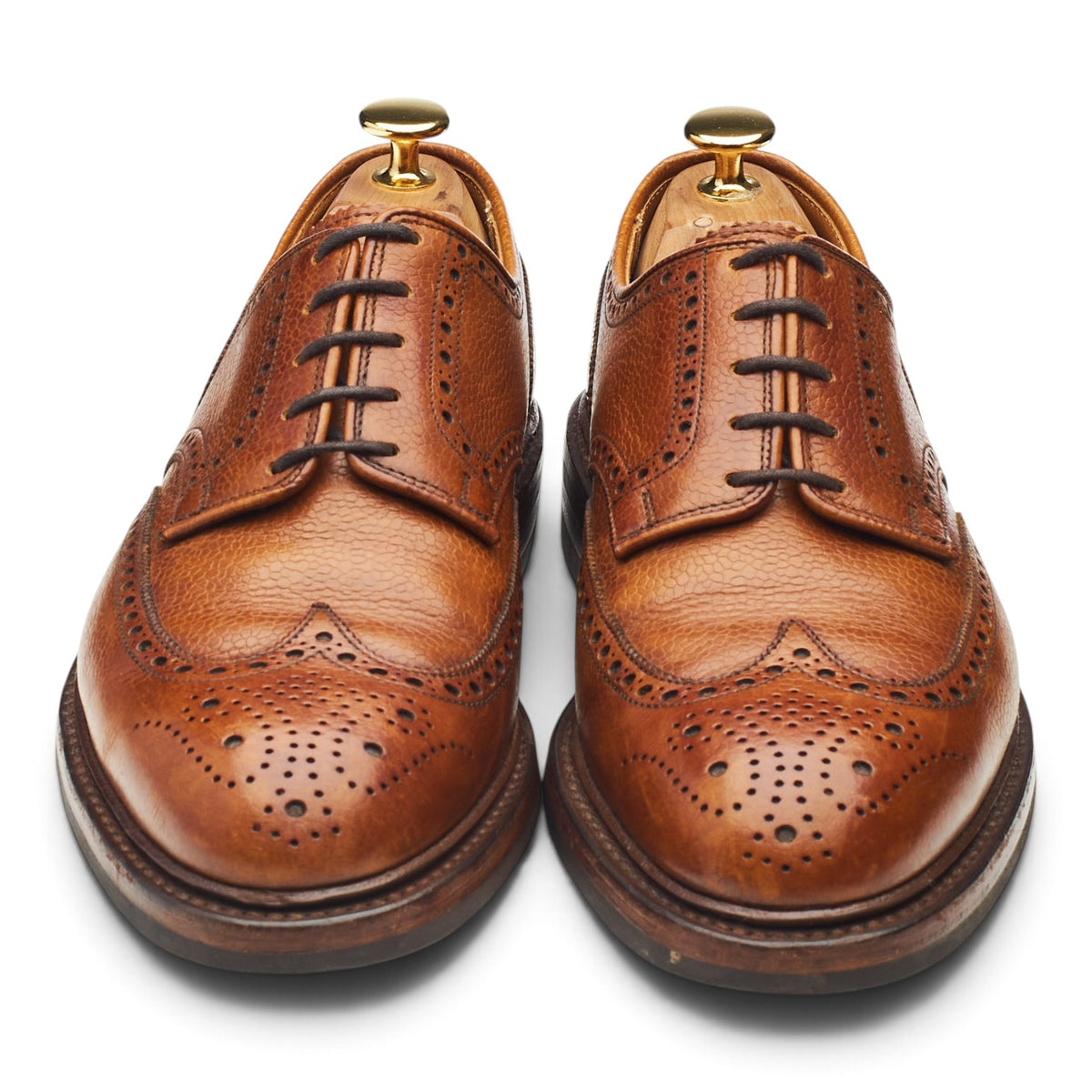 'Pembroke' Tan Brown Grain Leather Derby Brogues UK 6 E