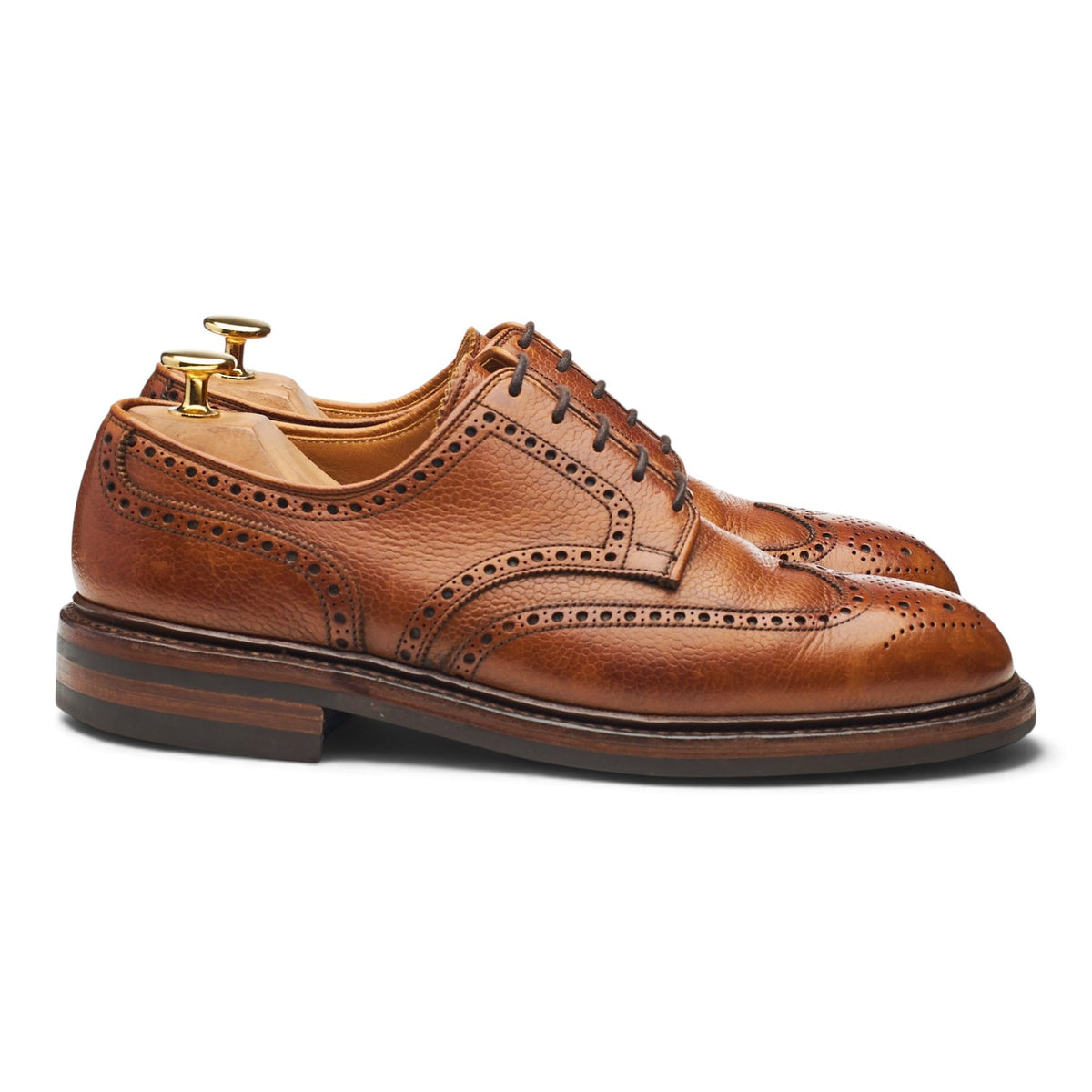 'Pembroke' Tan Brown Grain Leather Derby Brogues UK 6 E