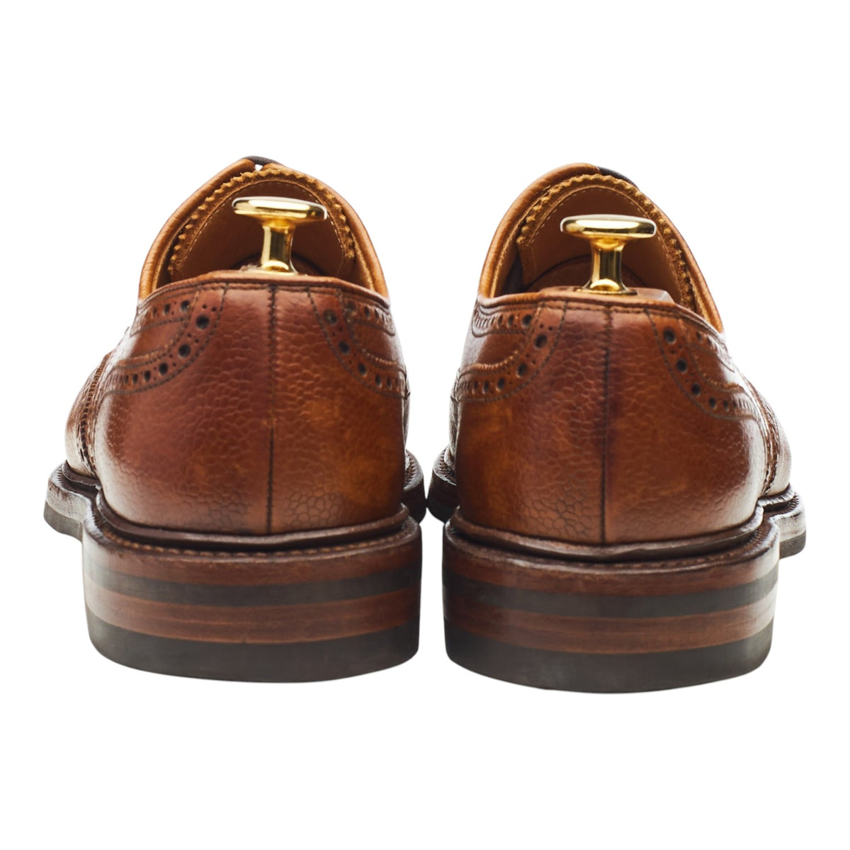 'Pembroke' Tan Brown Grain Leather Derby Brogues UK 6 E