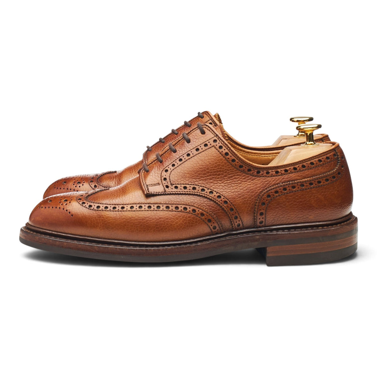'Pembroke' Tan Brown Grain Leather Derby Brogues UK 6 E