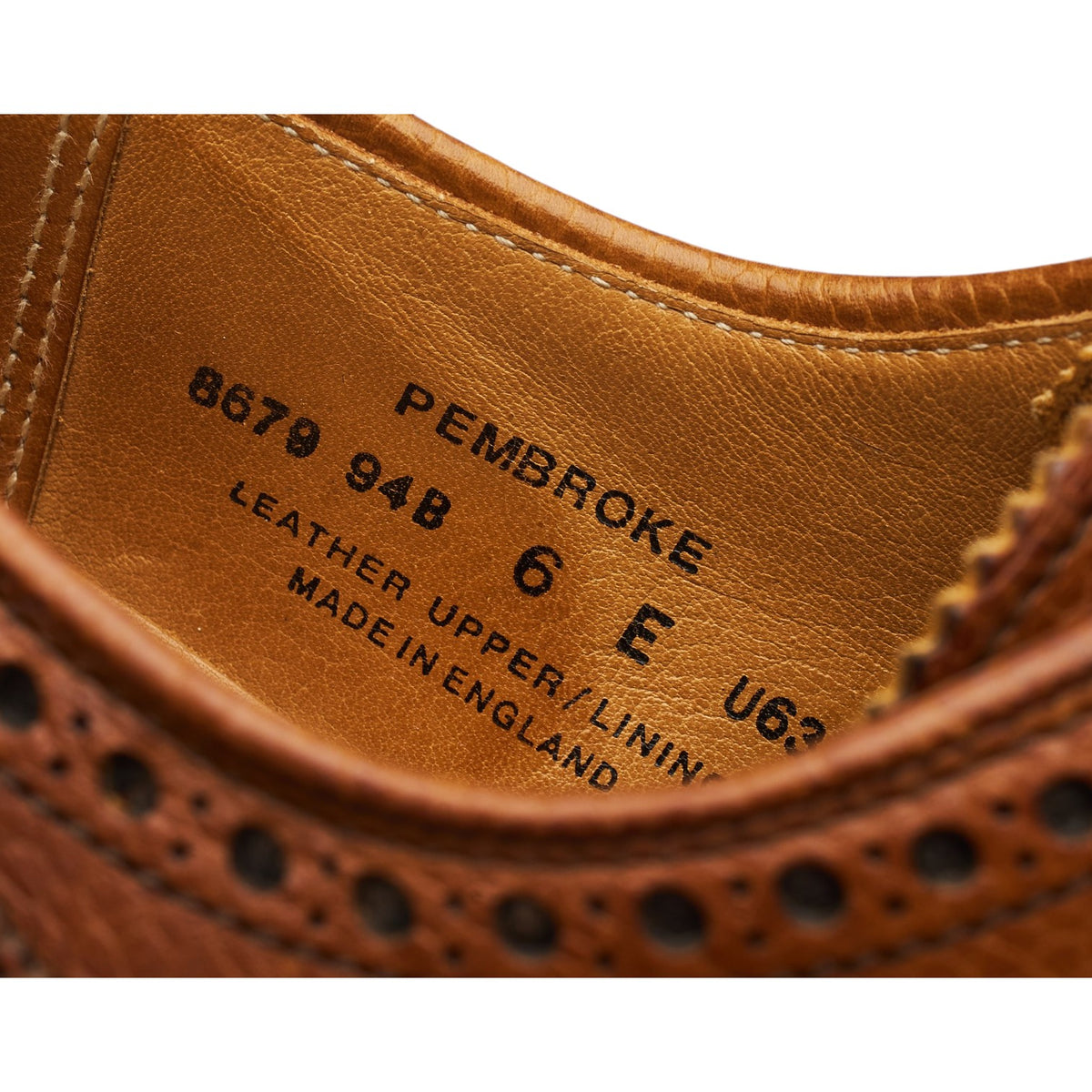 'Pembroke' Tan Brown Grain Leather Derby Brogues UK 6 E